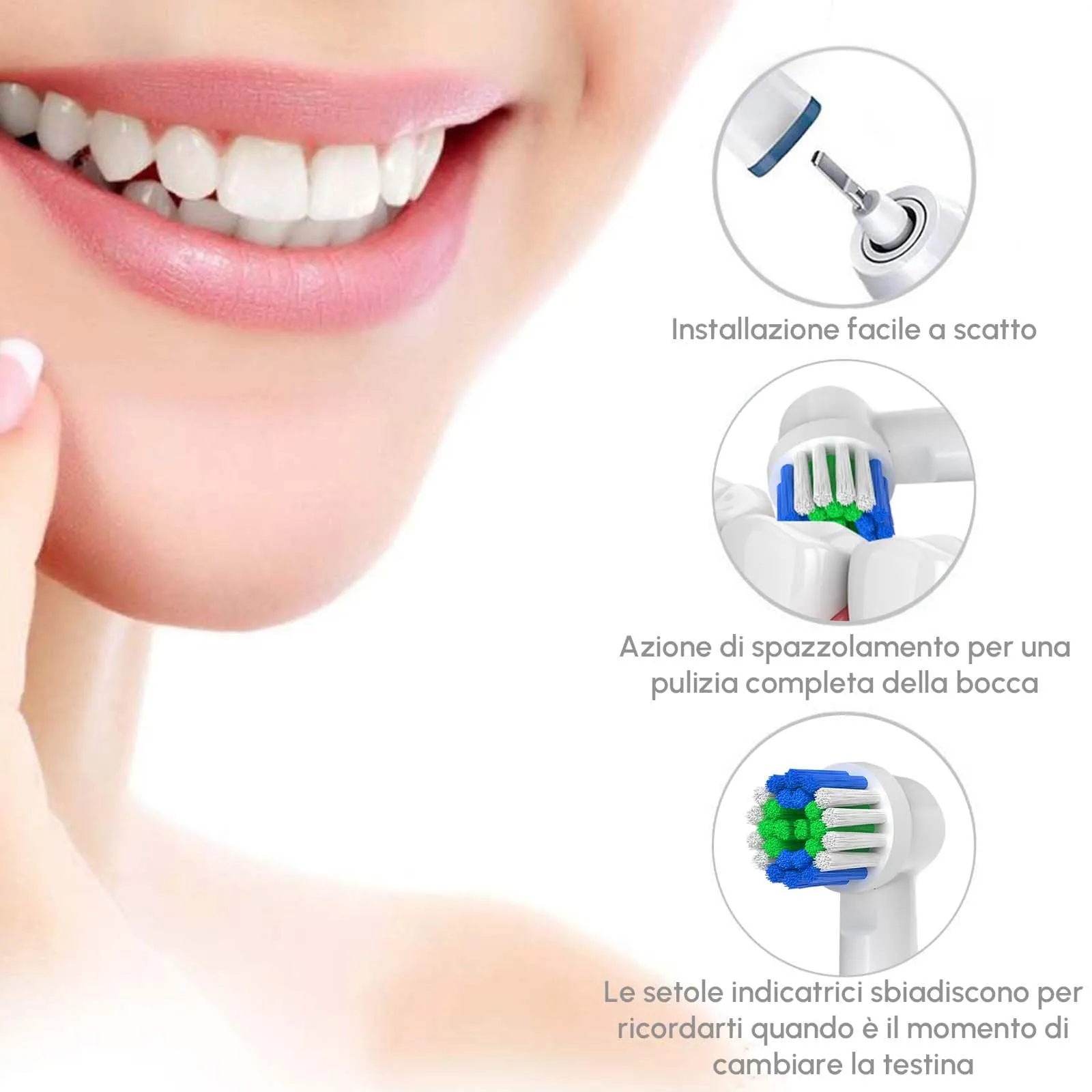 Genkent Testine di Ricambio per Spazzolino Elettrico Oral B, 4 Pezzi Professionali, Compatibili con Serie Pro, Vitality, Precision Clean, Professional Care, Triumph, White + Clean, Advance Power, Sensitive e Dual Clean - immagine 4