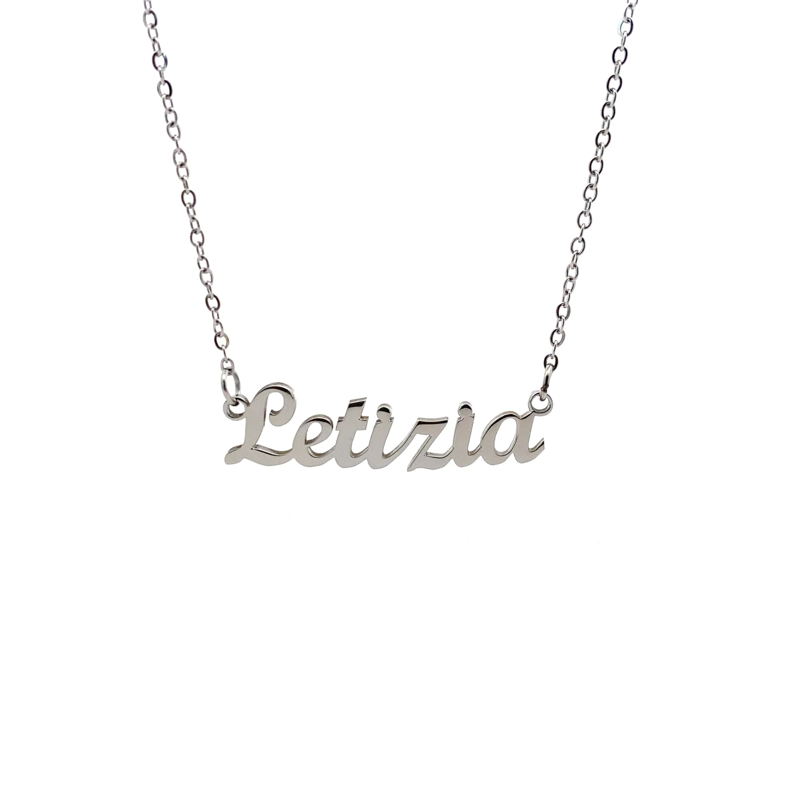 10:10 Collana Donna Nome Personalizzato Letizia in Acciaio Inox Anallergico, Finitura Lucida, Catena Sottile Regolabile - immagine 1