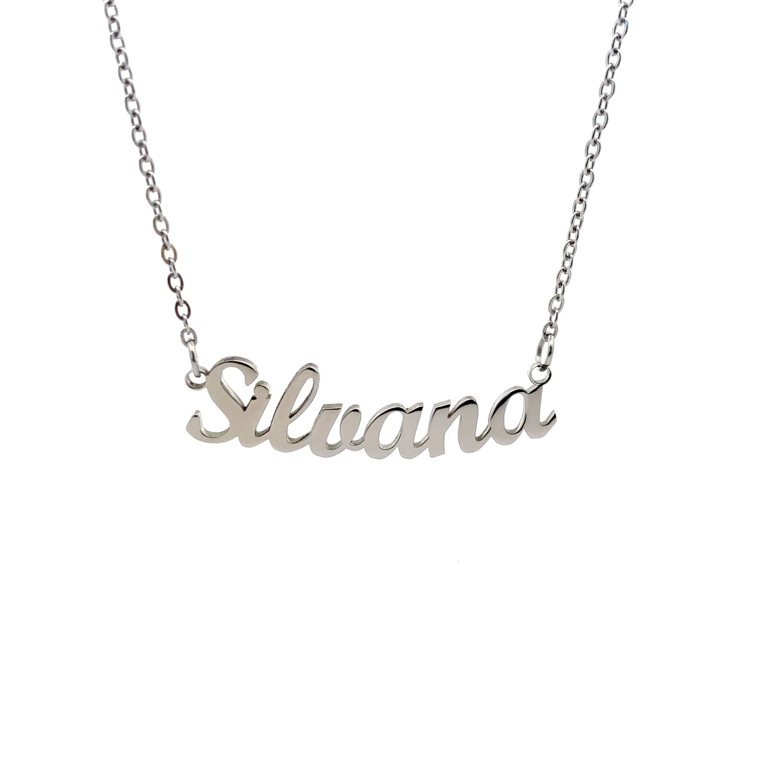 10:10 Collana Donna Nome Personalizzato in Acciaio Inox Anallergico, Finitura Lucida, Catena Sottile Regolabile (Silvana) - immagine 1