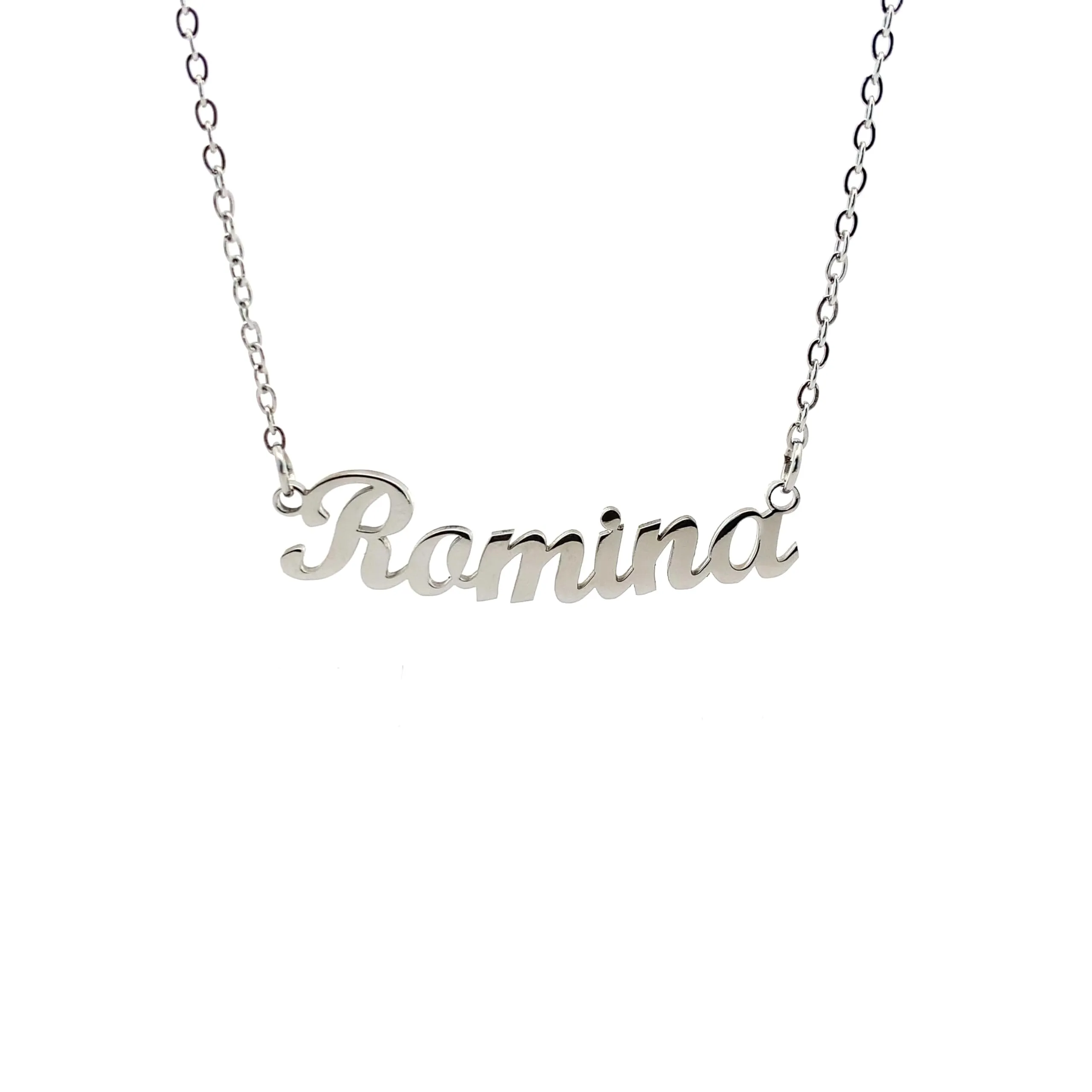 10:10 Collana Donna Nome Personalizzato in Acciaio Inox Anallergico, Finitura Lucida, Catena Sottile Regolabile (Romina) - immagine 1