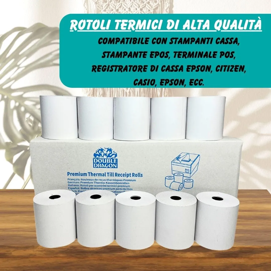 Double Dragon Rulli Ricevuta Termica 80 x 80 mm per Stampante EPOS, Terminale POS e Registratore di Cassa, Pacco da 40 - immagine 4