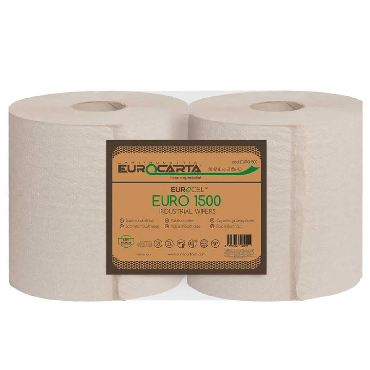 IMBALLAGGI 2000 Rotoloni Asciugatutto Carta Cucina 100% Riciclata, 2 Rotoli x 800 Strappi (1600 Totali), 25x20 cm - immagine 1
