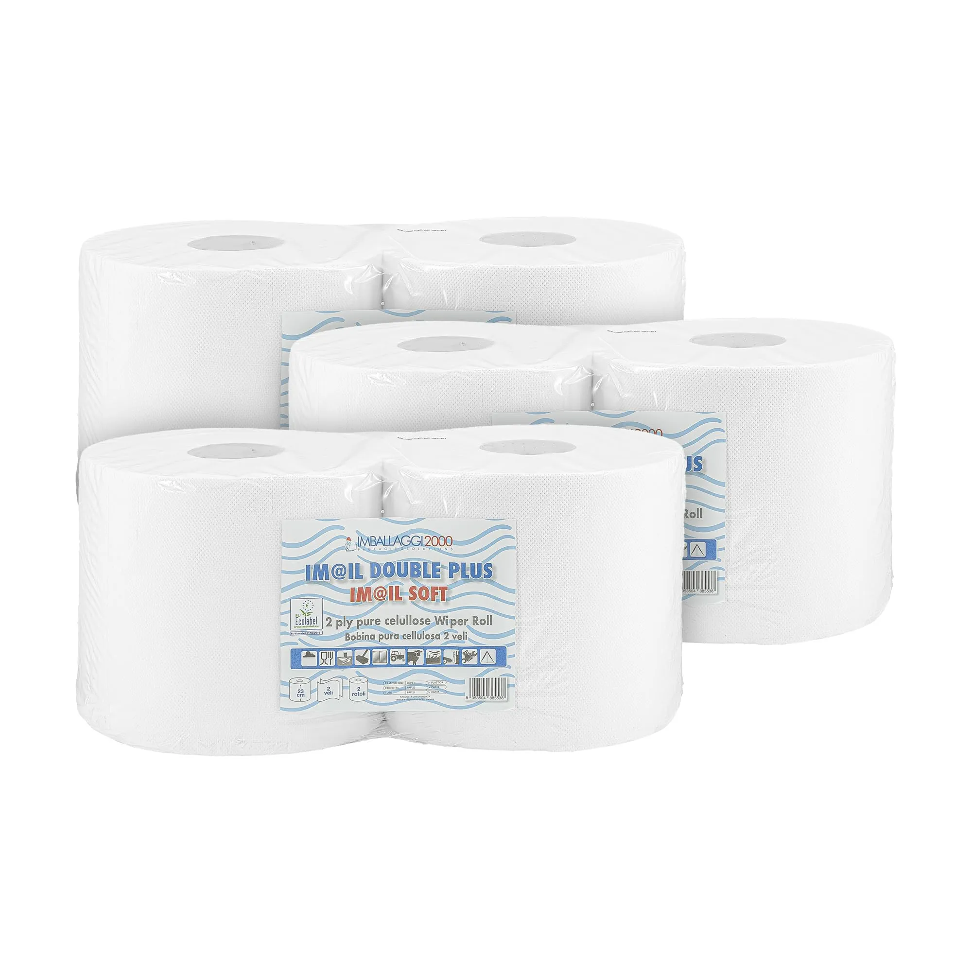 Imballaggi 2000 Rotoloni Asciugatutto, 6 Rotoli x 800 Strappi, 23H x 25.5Ø cm, Carta Cucina Goffrata per Uso Domestico e Industriale - immagine 1