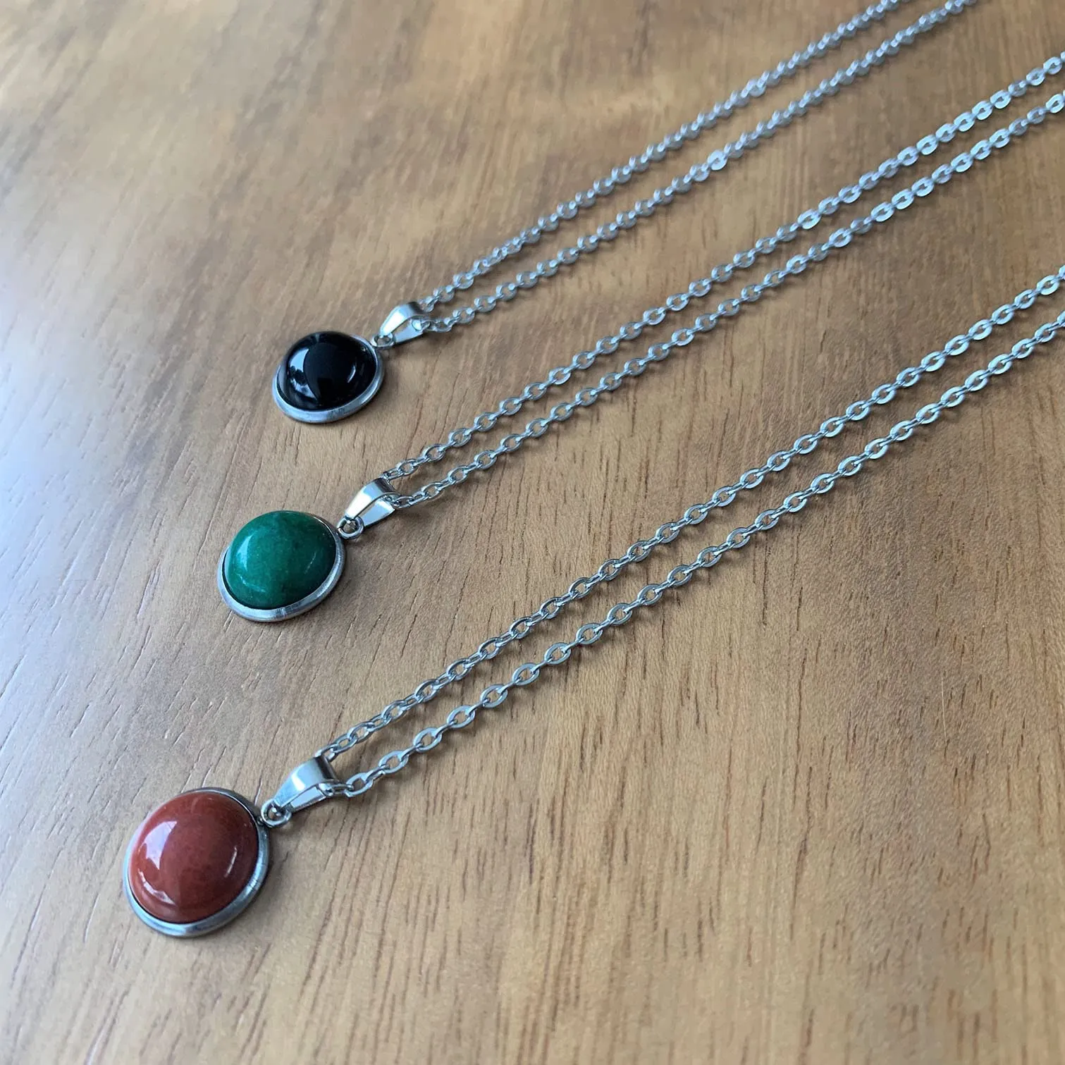 ASTER ALHELÍ Collana Donna in Acciaio Inox Argentato con Ciondolo in Agata Nera, 45 cm - immagine 4