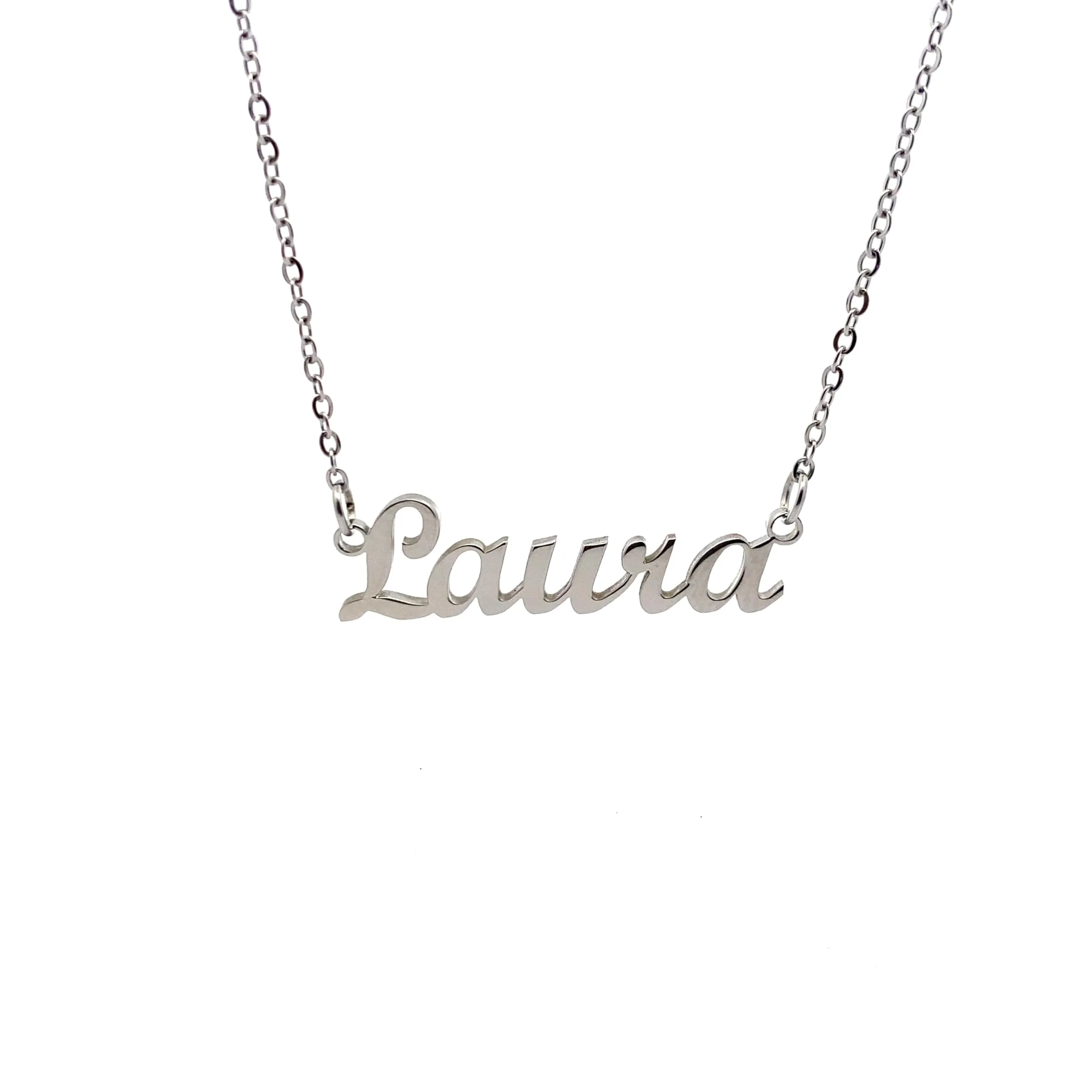 10:10 Collana Donna Nome Personalizzato in Acciaio Inox Anallergico, Finitura Lucida, Catena Sottile Regolabile (Laura) - immagine 1