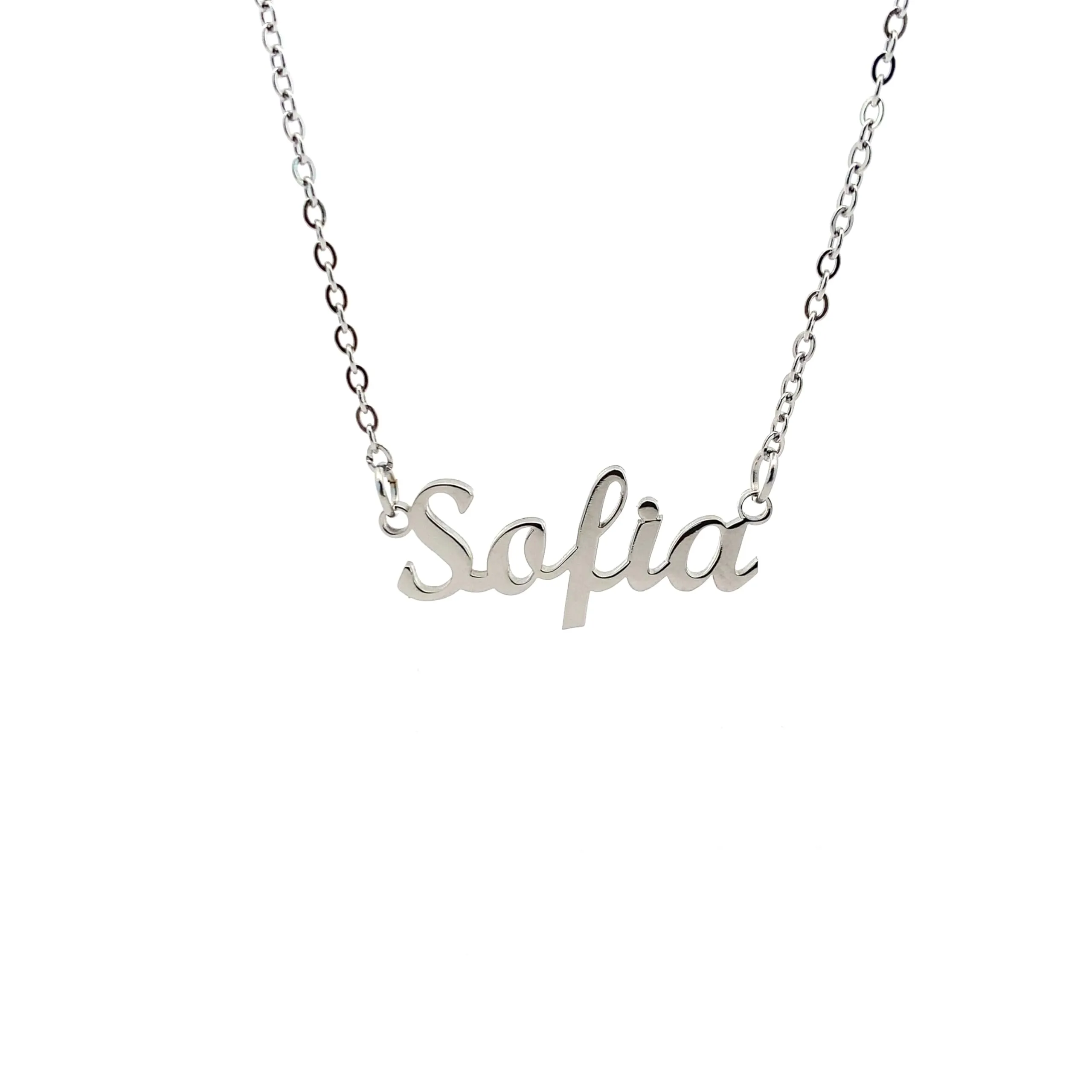 10:10 Collana Donna Nome Personalizzato in Acciaio Inox Anallergico, Finitura Lucida, Catena Sottile Regolabile (Sofia) - immagine 1