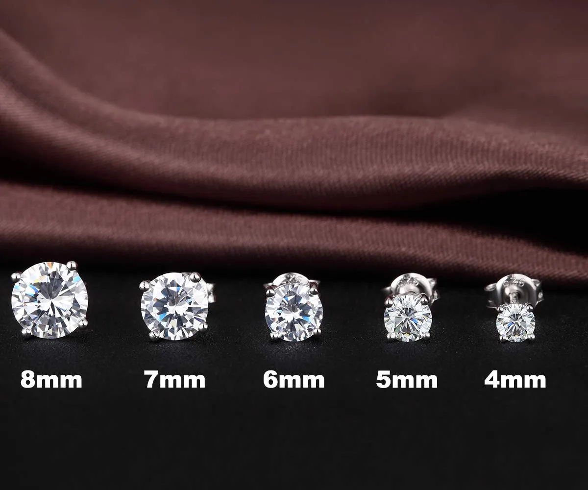 Miaofu Orecchini a Bottone in Argento Sterling 925 Placcato Oro Bianco 18K con Zirconi Cubici, 8mm - immagine 7