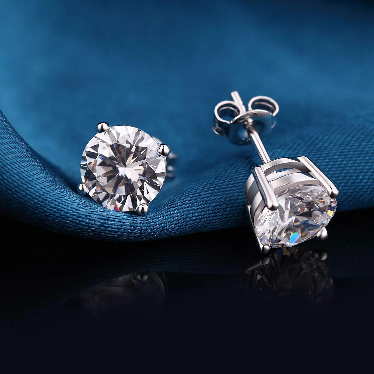 Miaofu Orecchini a Bottone in Argento Sterling 925 Placcati Oro Bianco 18K con Zirconi Cubici 5mm - immagine 2