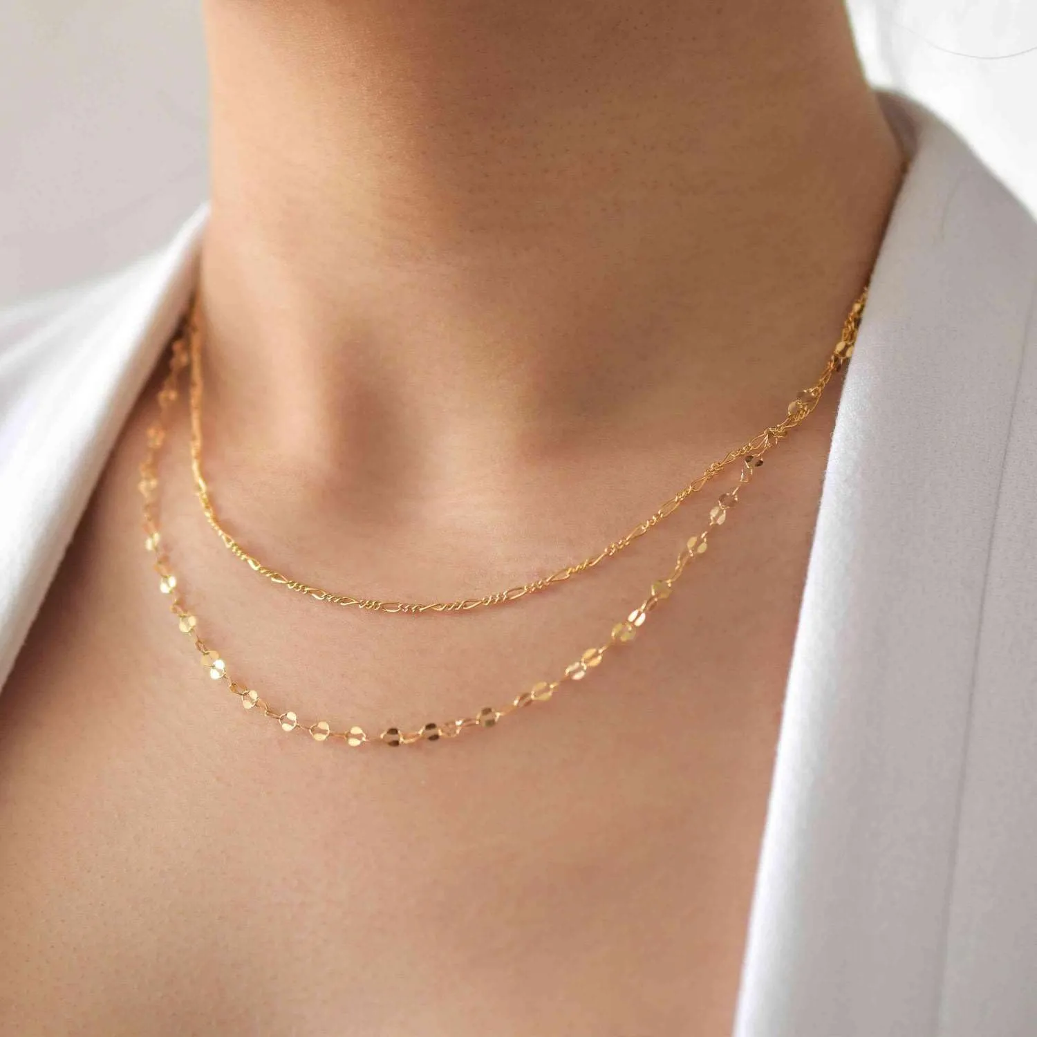 BodyBonita Collana Girocollo Catena Figaro in Argento Sterling 925 Placcata in Oro 16K, 18 Pollici - immagine 6