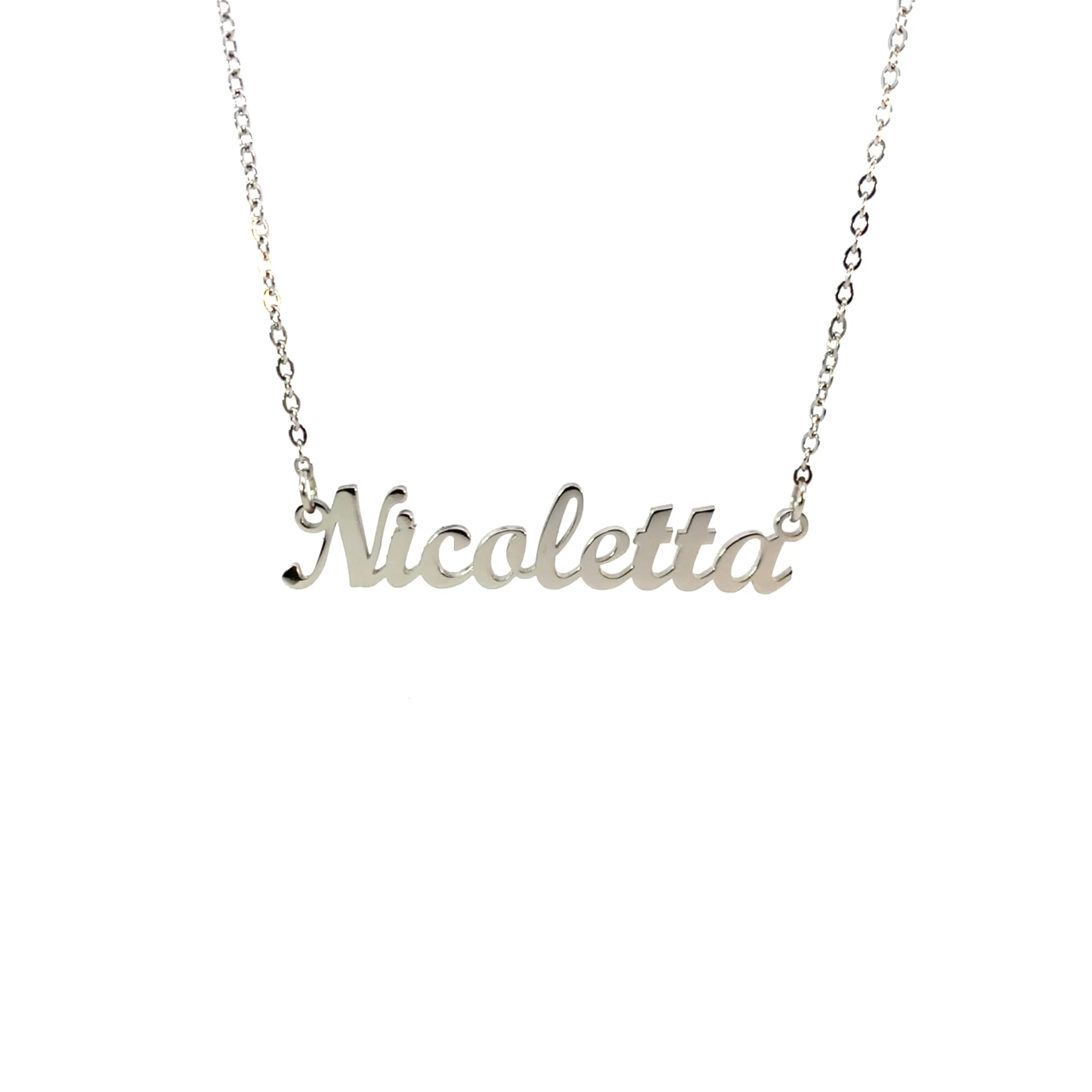 10:10 Collana Donna Nome Personalizzato Nicoletta in Acciaio Inox Anallergico, Finitura Lucida, Catena Regolabile - immagine 1