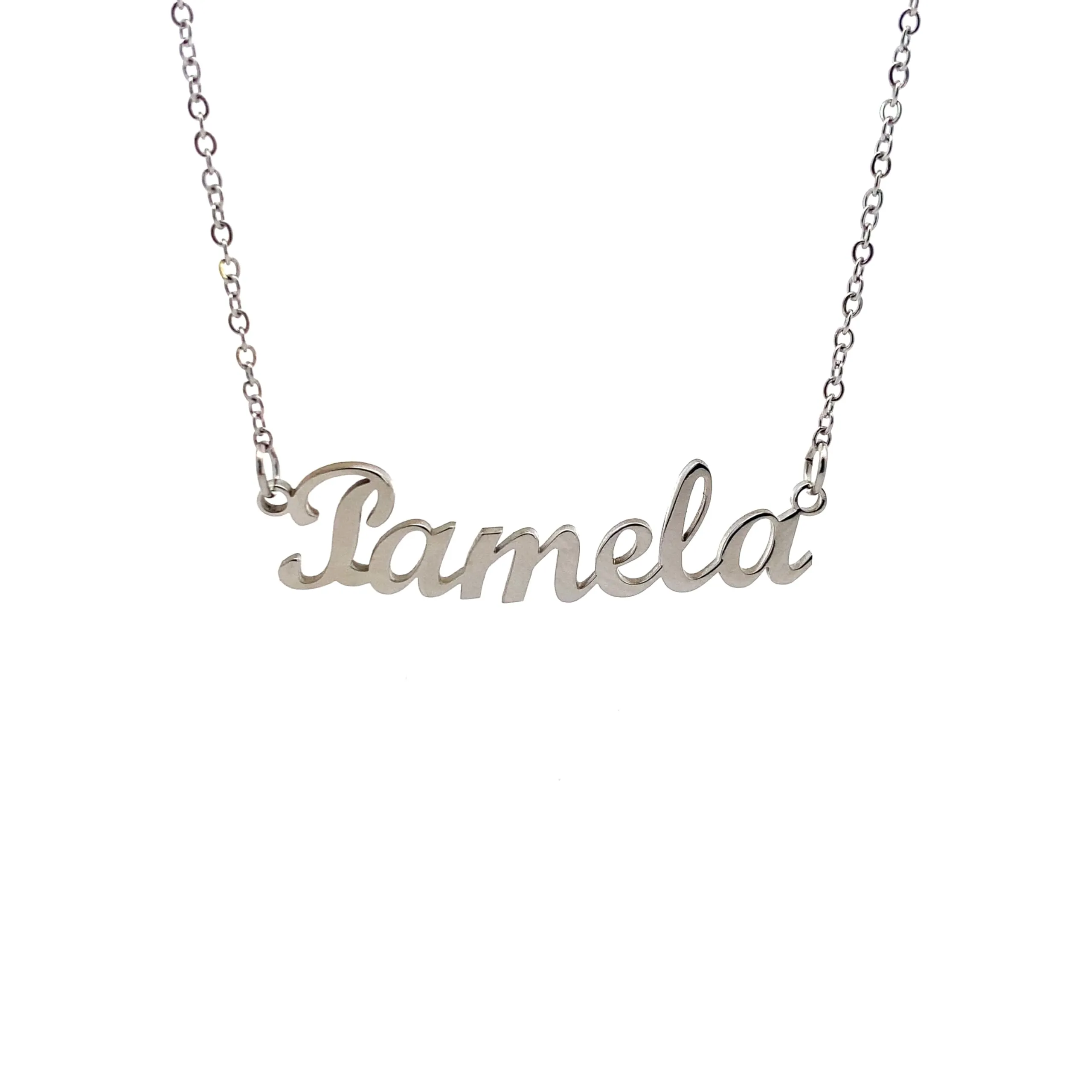 10:10 Collana Donna Nome Personalizzato in Acciaio Inox Anallergico, Finitura Lucida, Catena Sottile Regolabile (Pamela) - immagine 1