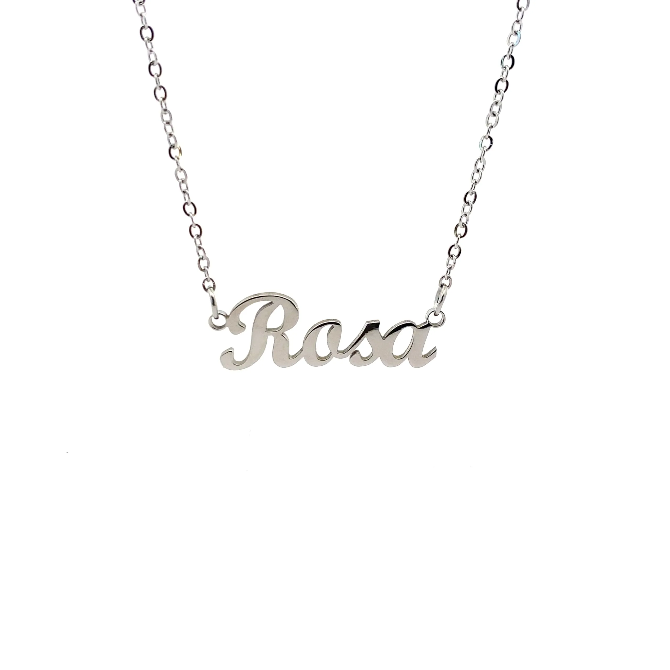 10:10 Collana Donna Nome Personalizzato in Acciaio Inox Anallergico, Finitura Lucida, Catena Sottile Regolabile, Rosa - immagine 1