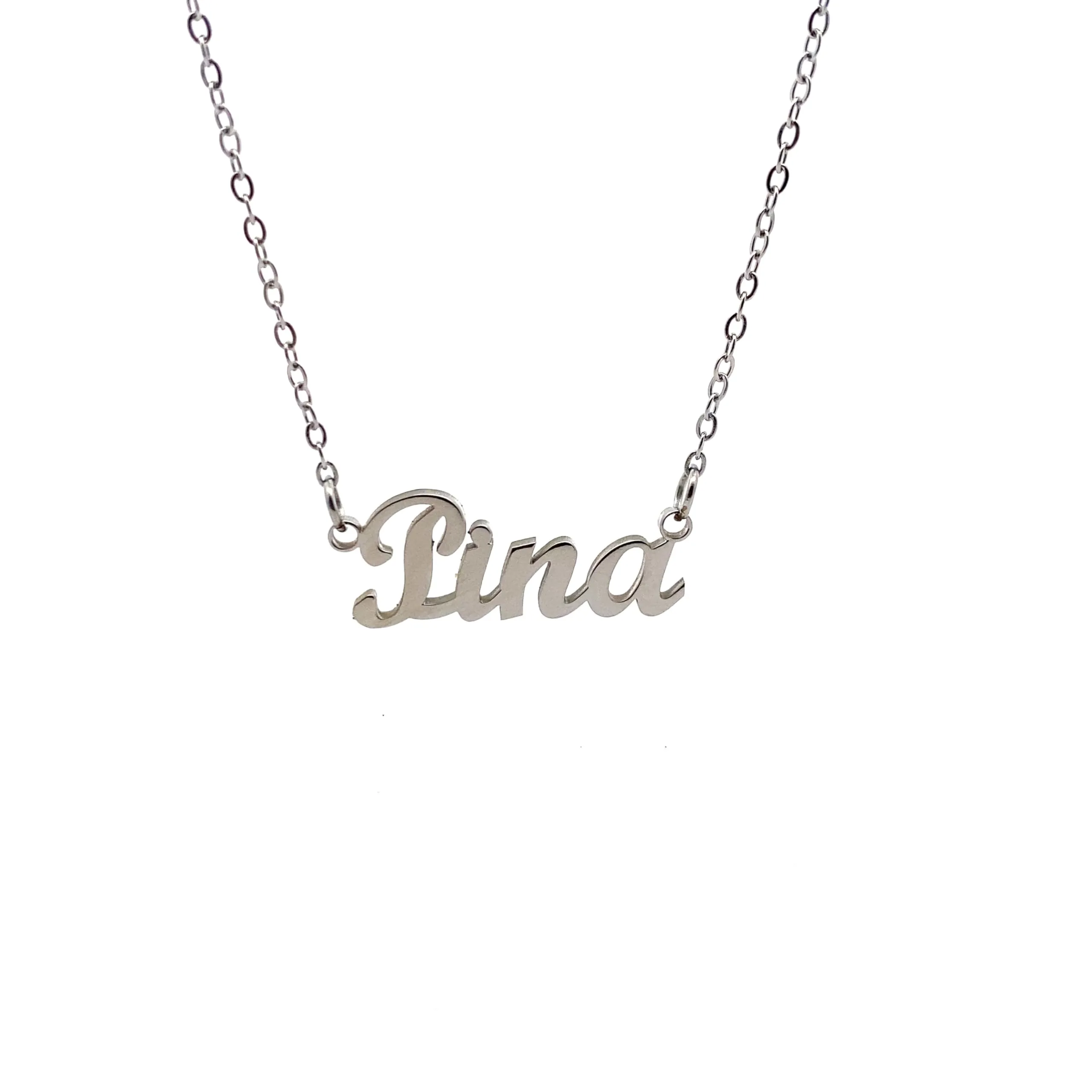 10:10 Collana Donna Nome Personalizzato in Acciaio Inox Anallergico, Finitura Lucida, Catena Sottile Regolabile (Pina) - immagine 1