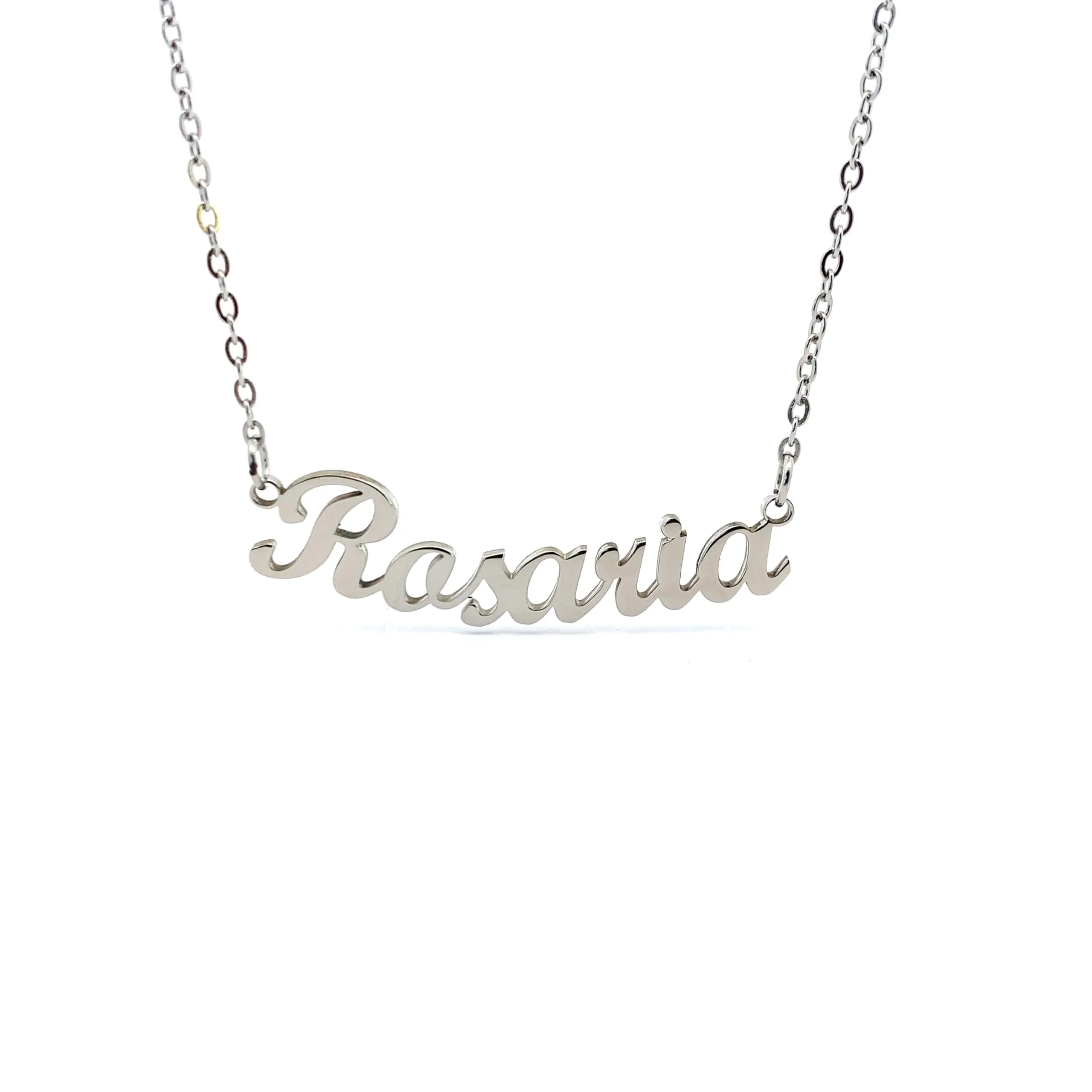 10:10 Collana Donna Nome Personalizzato in Acciaio Inox Anallergico, Finitura Lucida, Catena Sottile Regolabile (Rosaria) - immagine 1