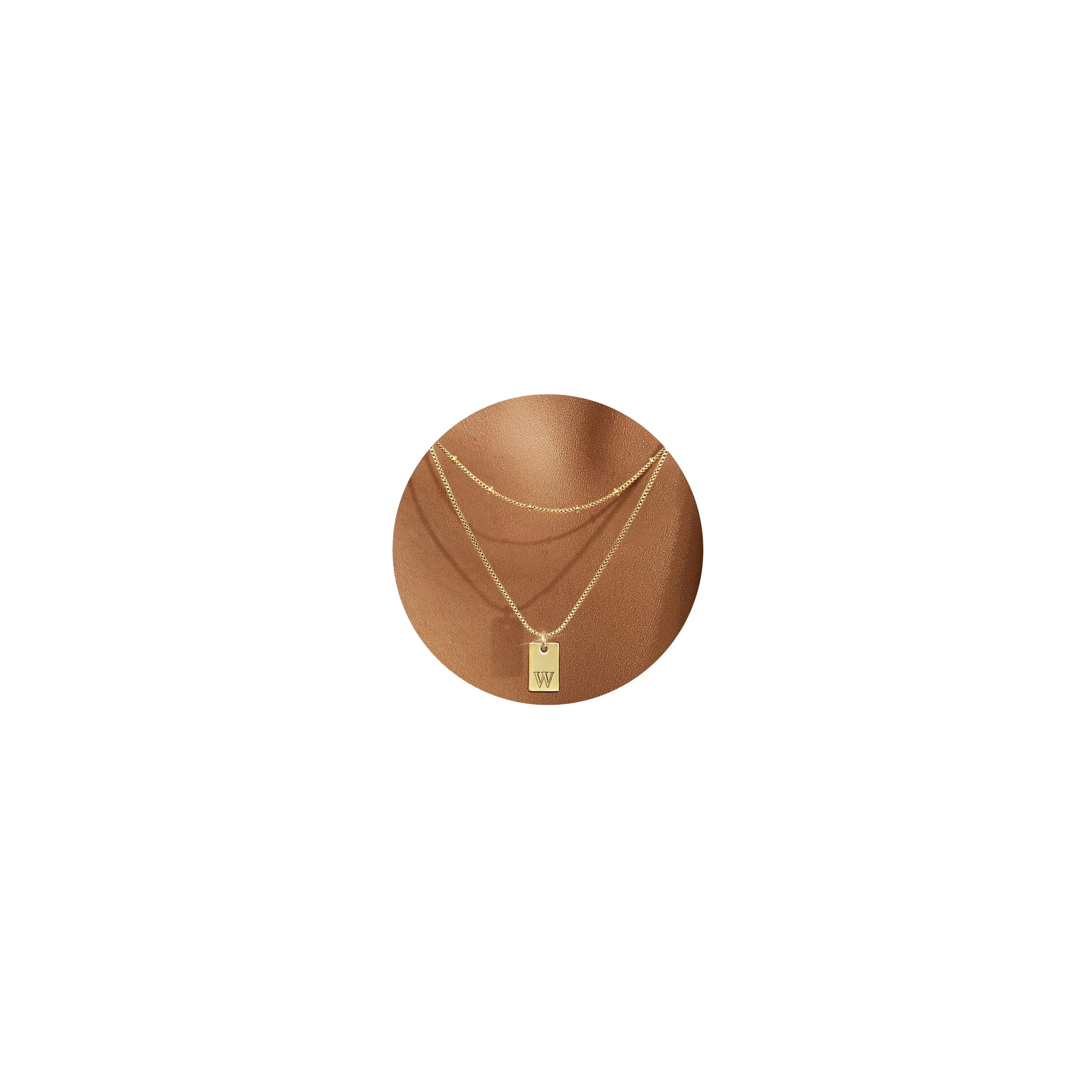 BodyBonita Collana a Strati Placcata in Oro 16K con Iniziale Lettera W - immagine 1
