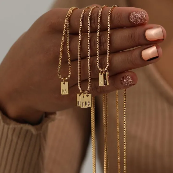 BodyBonita Collana con Iniziale L, Placcata in Oro 16K, Layered Tag Initial Pendant - immagine 7