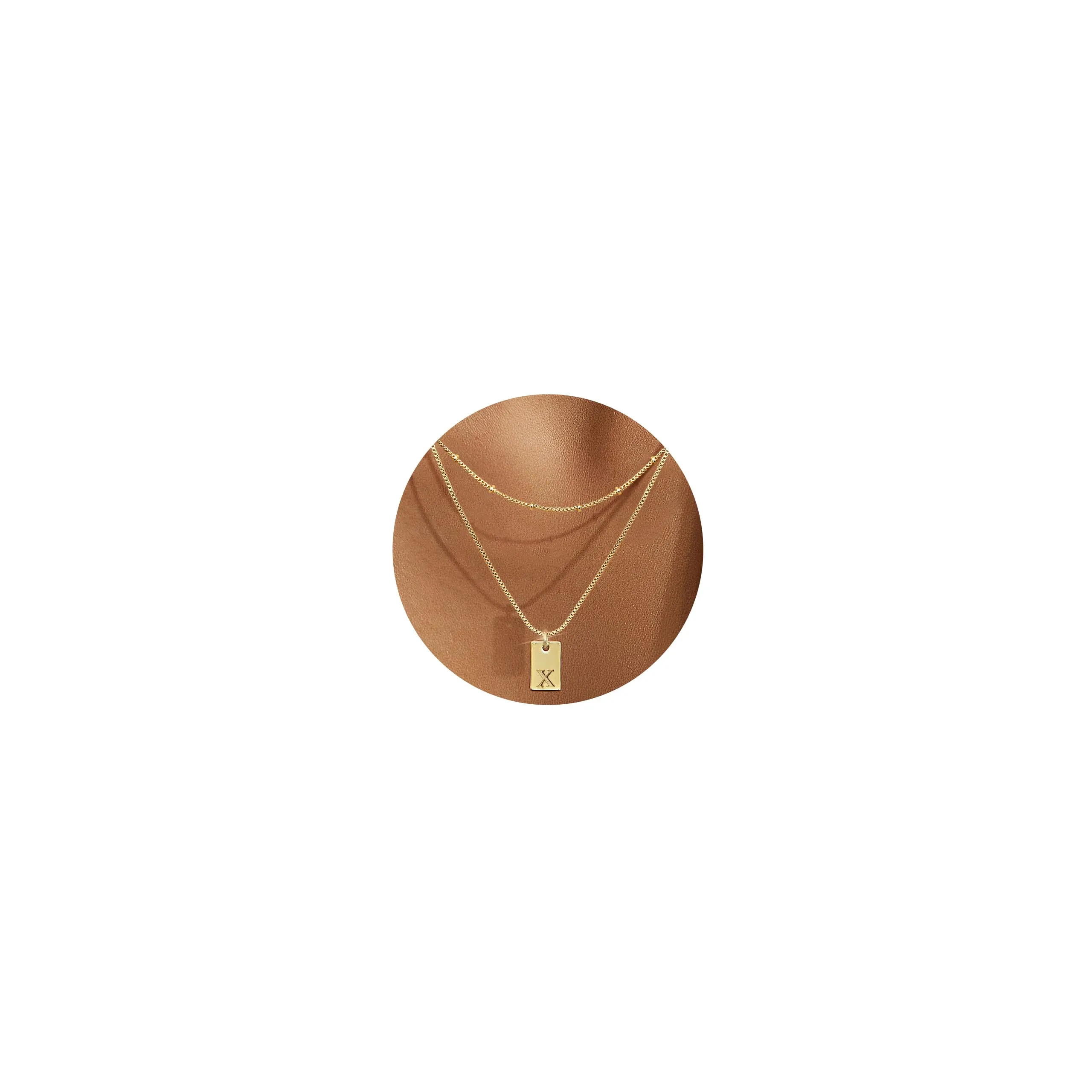 BodyBonita Collana in Oro 16K con Iniziale X a Strati per Donna - immagine 1