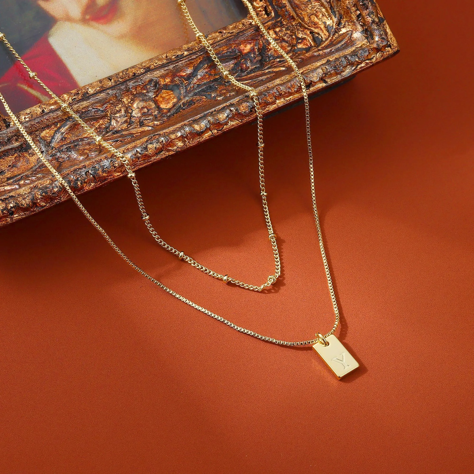 BodyBonita Collana in Oro 16K per Donna con Iniziale Lettera Y a Strati - immagine 2