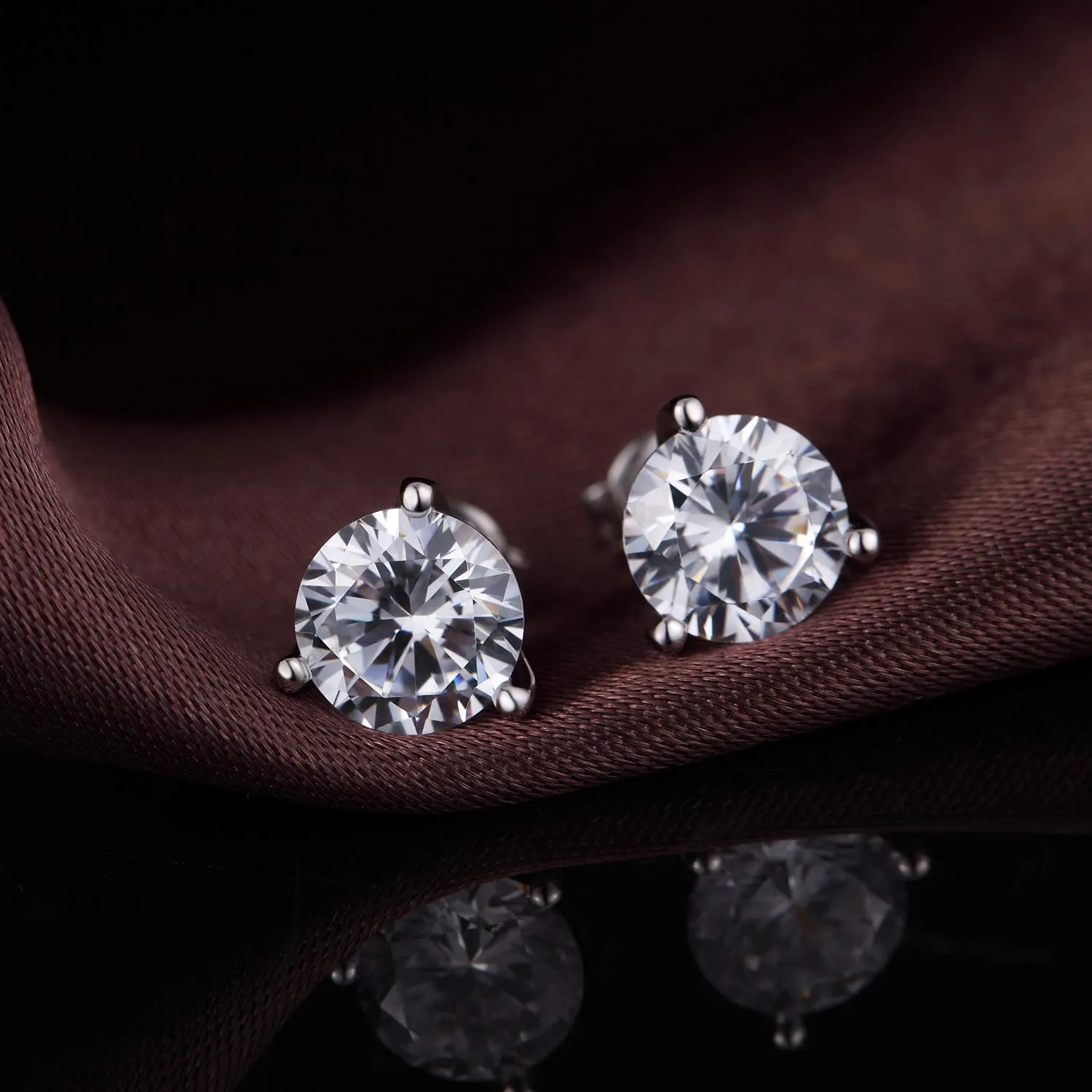 Miaofu Orecchini a Bottone in Argento Sterling 925 Placcato Oro Bianco 18k con Zirconi Cubici, 6mm - immagine 4
