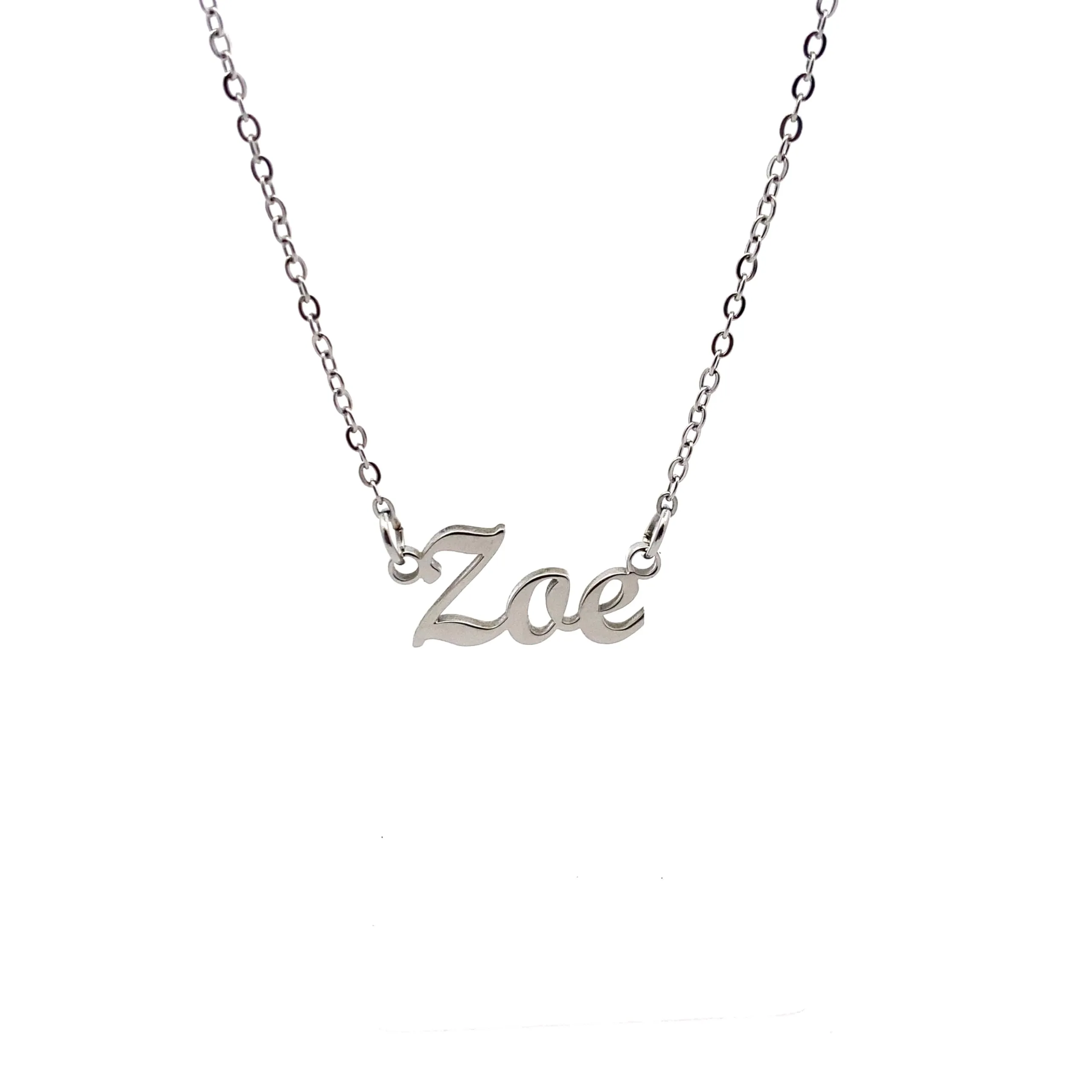 10:10 Collana Donna Nome Personalizzato Zoe in Acciaio Inox Anallergico, Finitura Lucida, Catena Sottile Regolabile - immagine 1