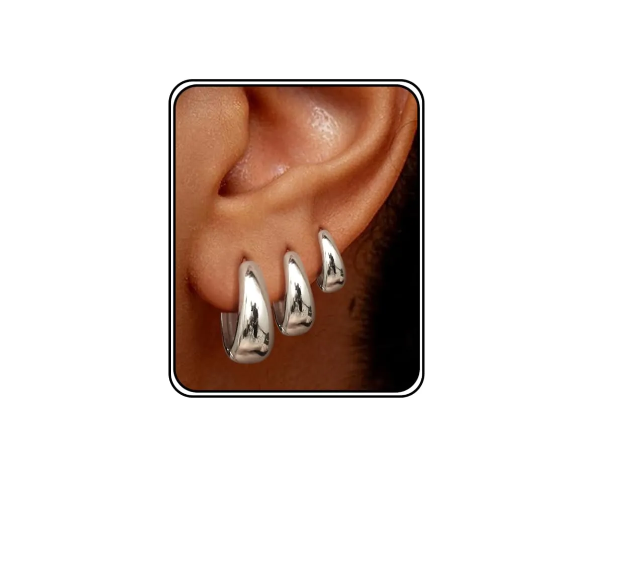 Chriscoco Orecchini a Cerchio Donna Set Oro e Argento Ipoallergenici 7 mm - immagine 1