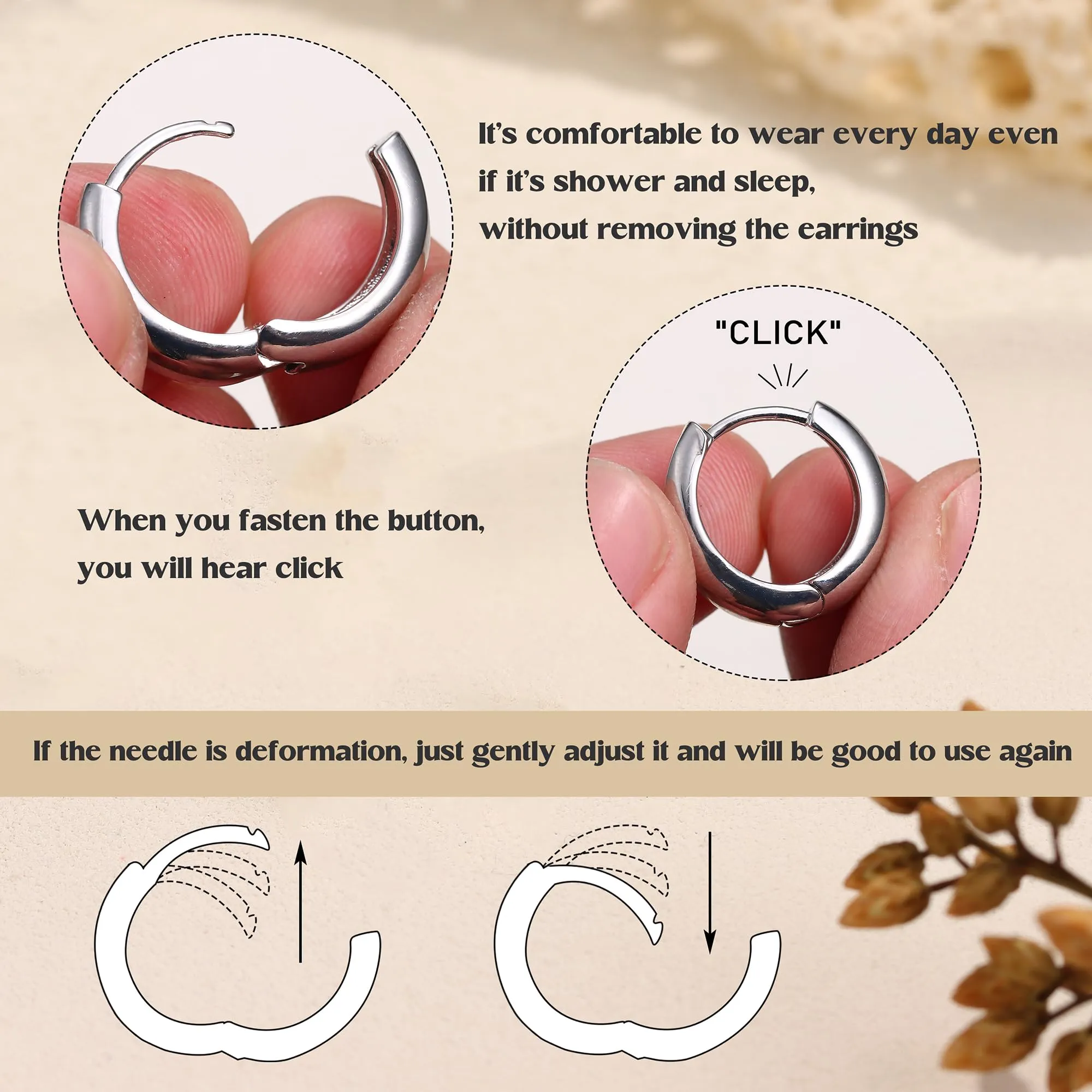 Chriscoco Orecchini a Cerchio Donna Set Oro e Argento Ipoallergenici 7 mm - immagine 4