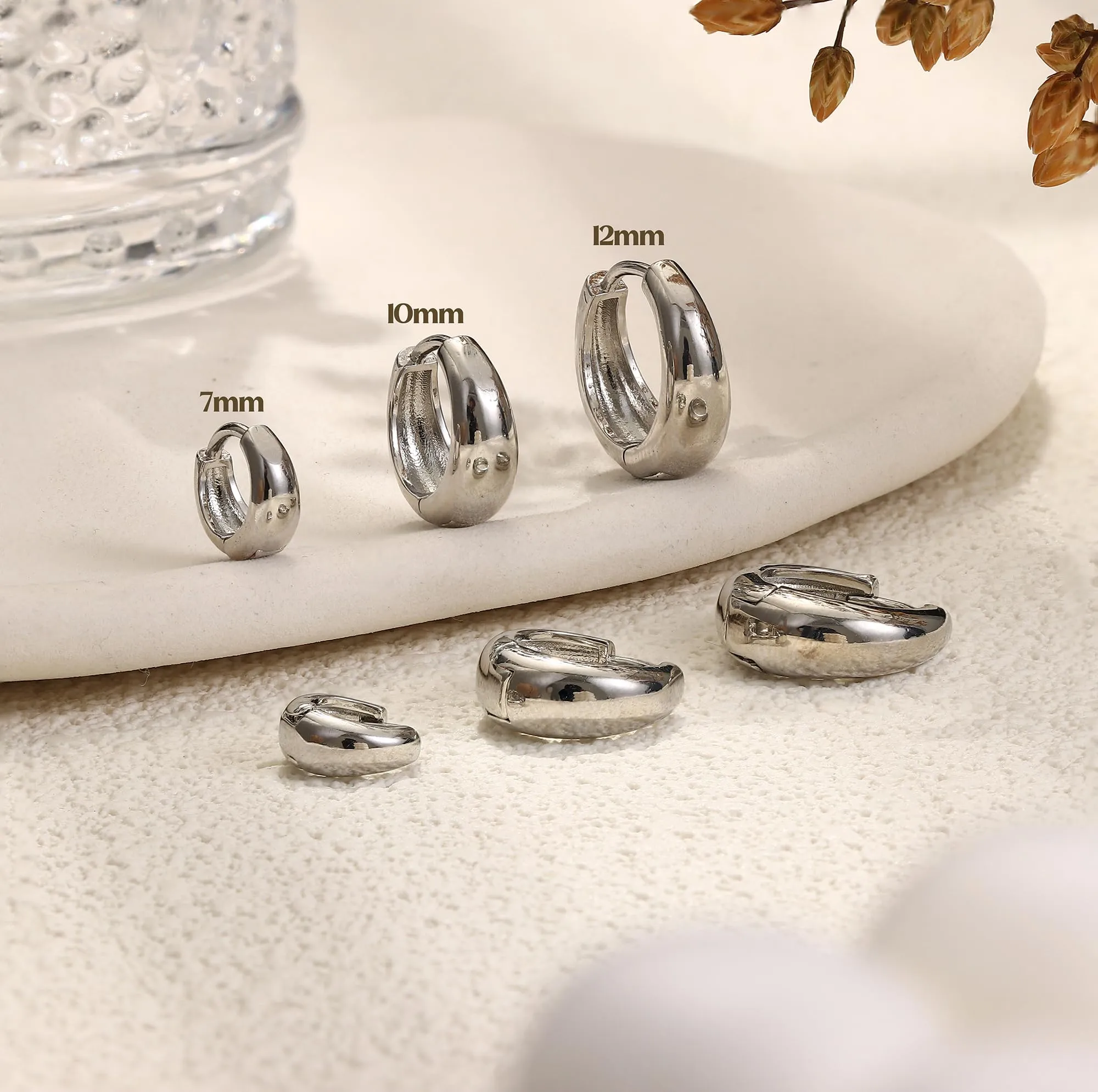 Chriscoco Orecchini a Cerchio Donna Set Oro e Argento Ipoallergenici 7 mm - immagine 6