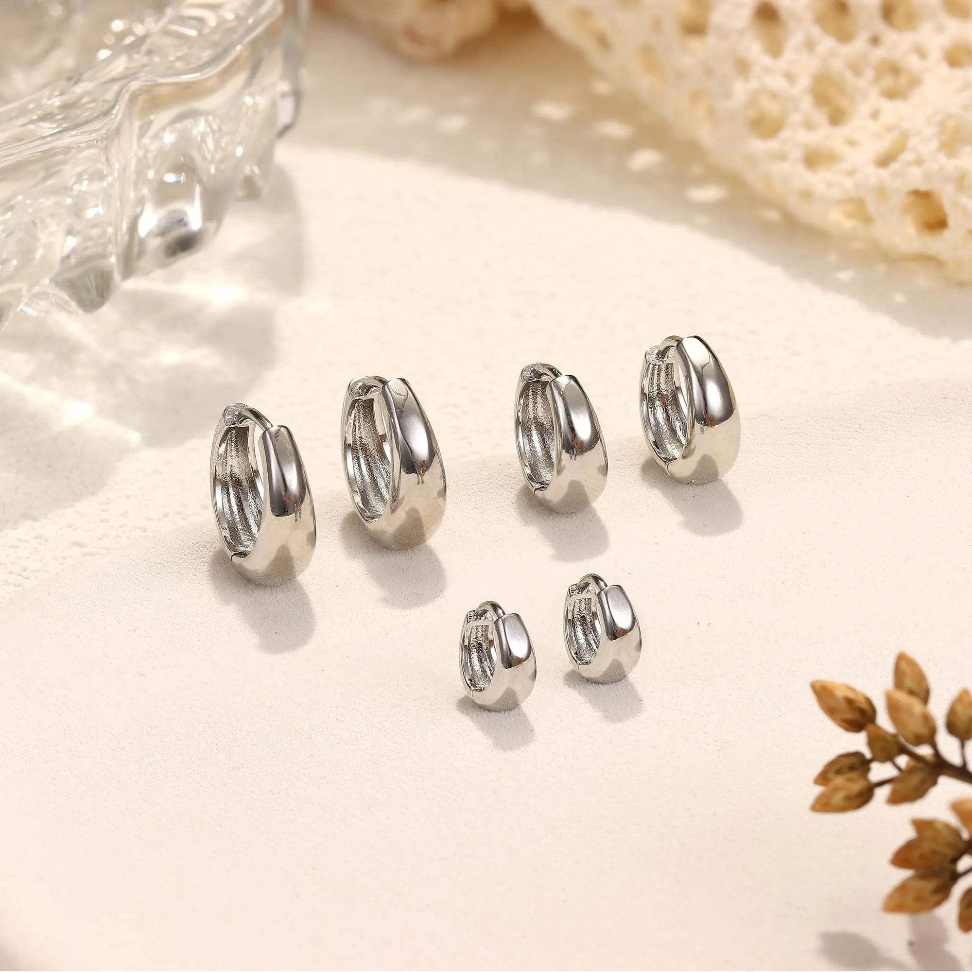 Chriscoco Orecchini a Cerchio Donna Set Oro e Argento Ipoallergenici 7 mm - immagine 7