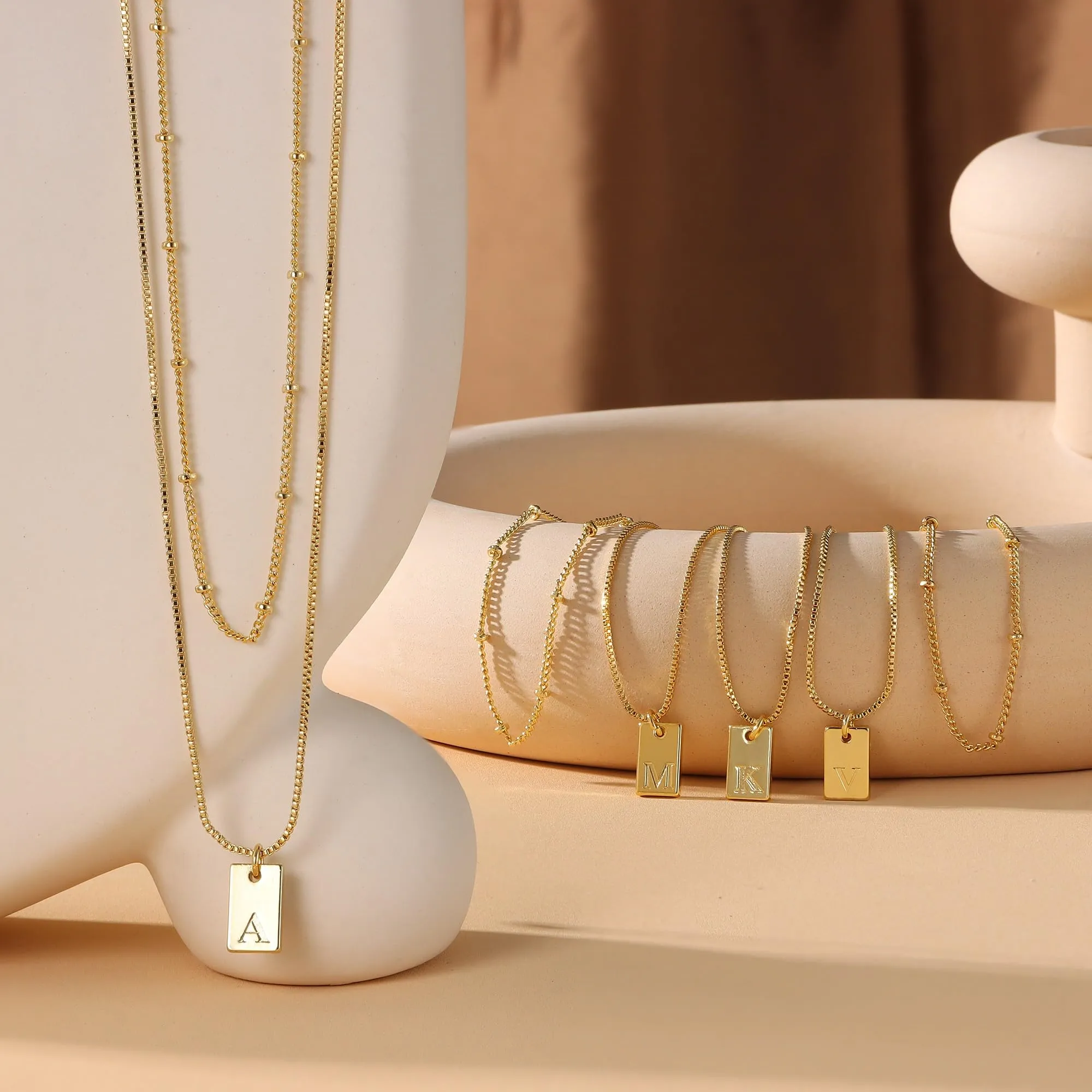 BodyBonita Collana con Iniziale S a Strati Placcata in Oro 16K per Donna - immagine 7