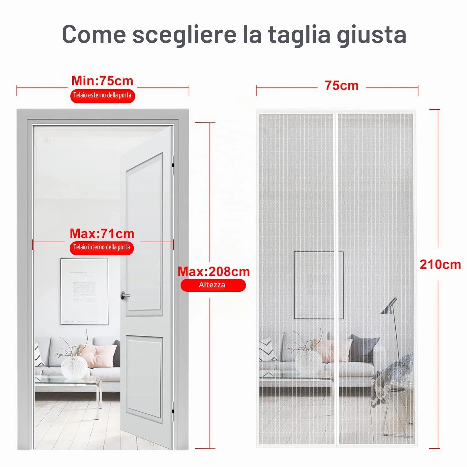 MYCARBON Zanzariera Magnetica 75x210cm, Bianco - immagine 3