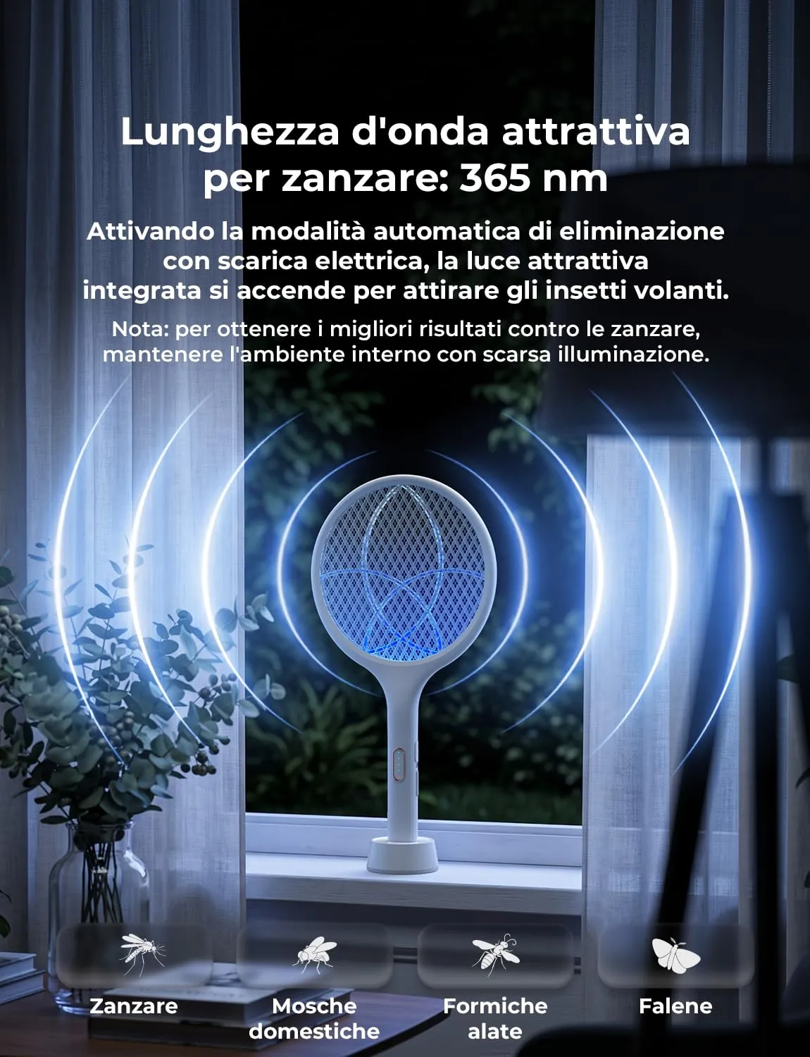 YISSVIC Racchetta Zanzare Elettrica 4000V 1500mAh USB-C Ricaricabile - immagine 5