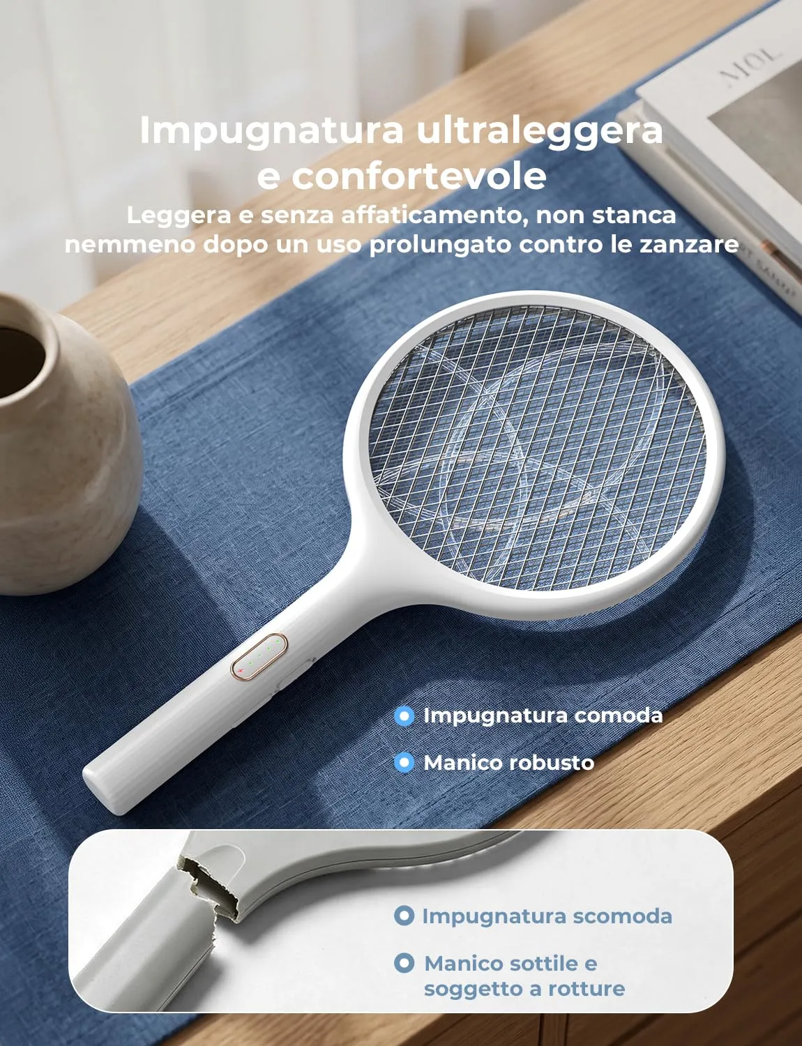 YISSVIC Racchetta Zanzare Elettrica 4000V 1500mAh USB-C Ricaricabile - immagine 8