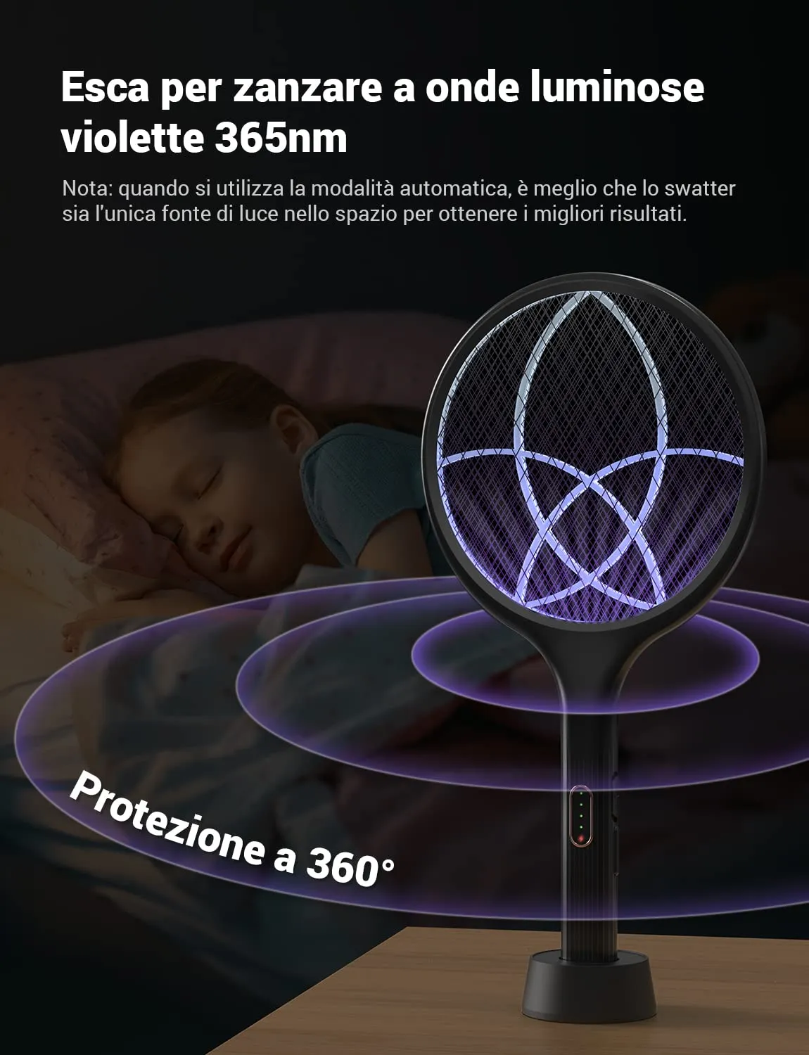 YISSVIC Racchetta Zanzare Elettrica 4000V 1500mAh USB Ricaricabile - immagine 5
