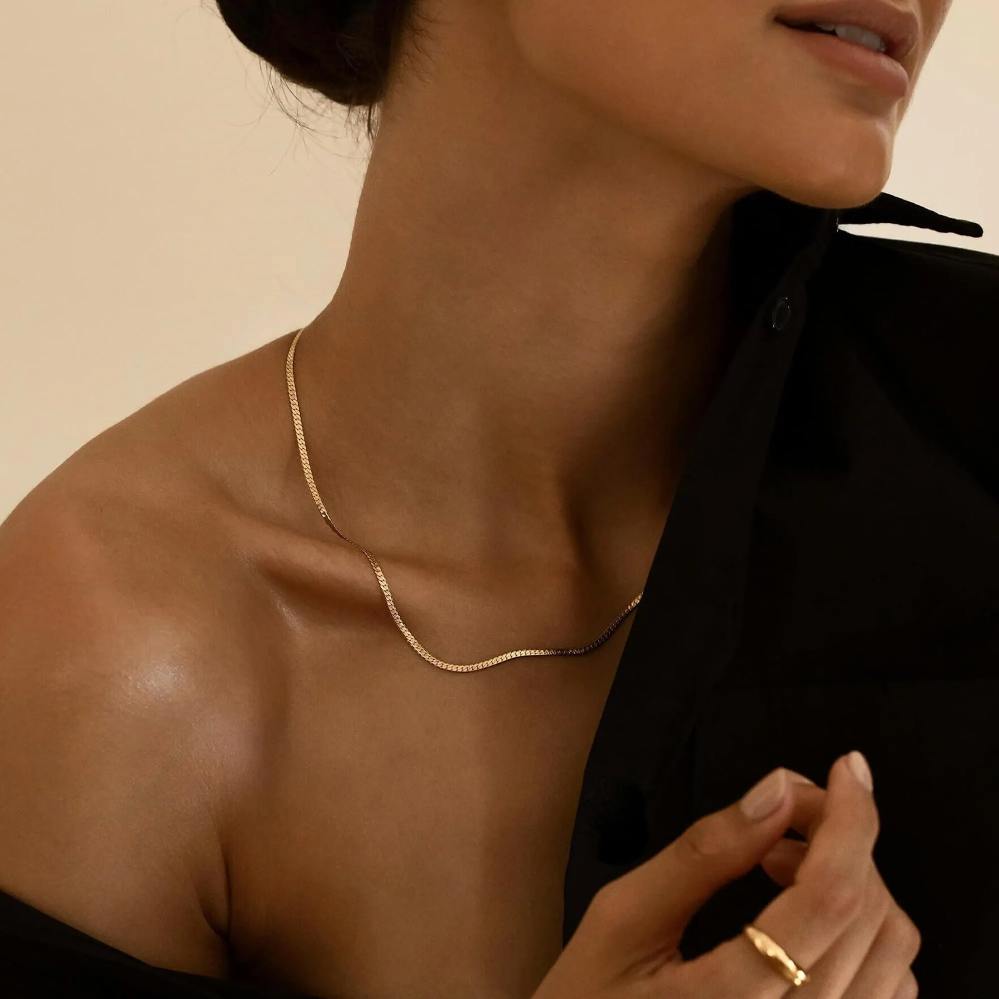 BodyBonita Collana Girocollo in Argento Sterling 925 Placcata in Oro 16K, 20 Pollici - immagine 3