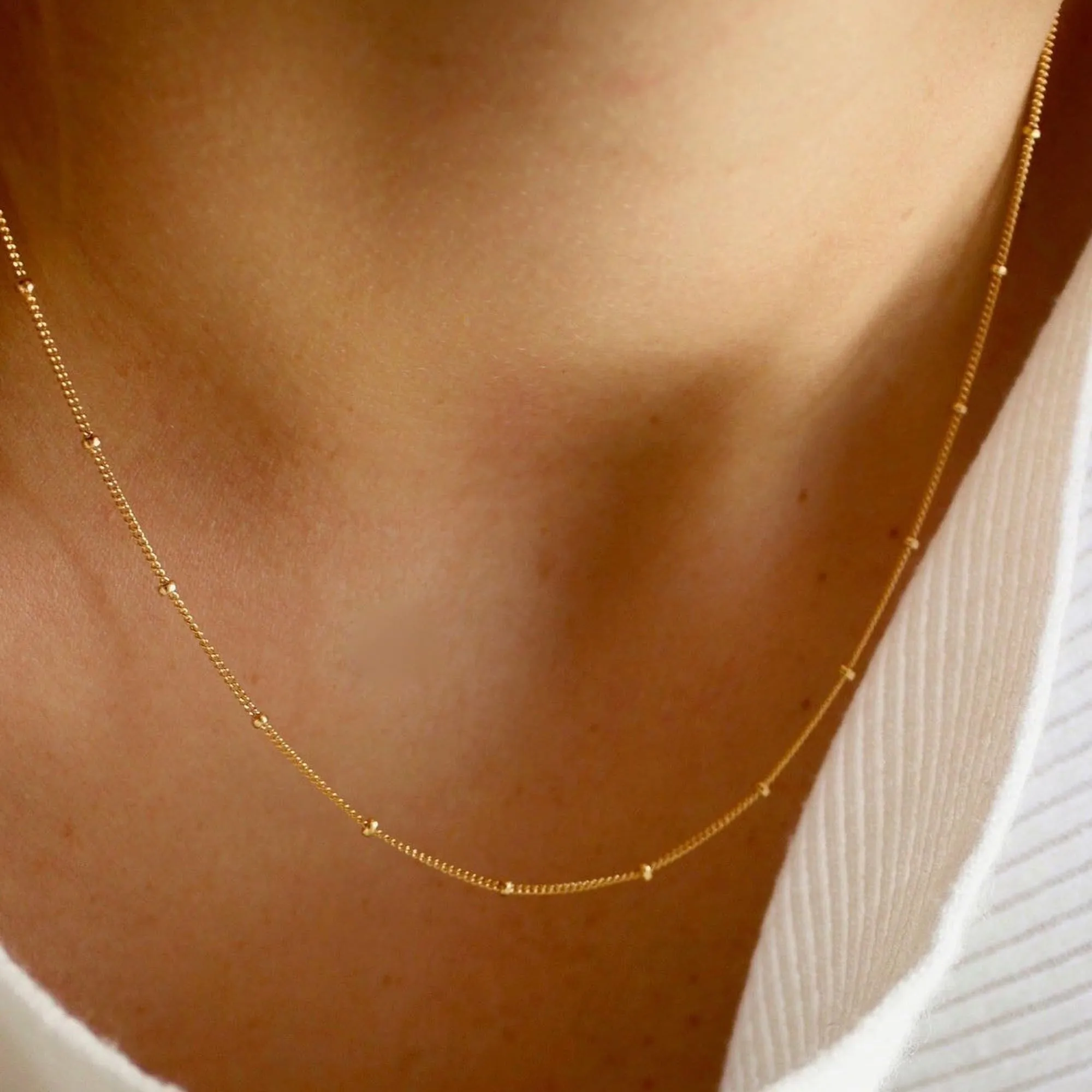BodyBonita Collana Girocollo a Catena Satellitare in Argento Sterling 925 Placcata Oro 16K, 14 Pollici - immagine 5