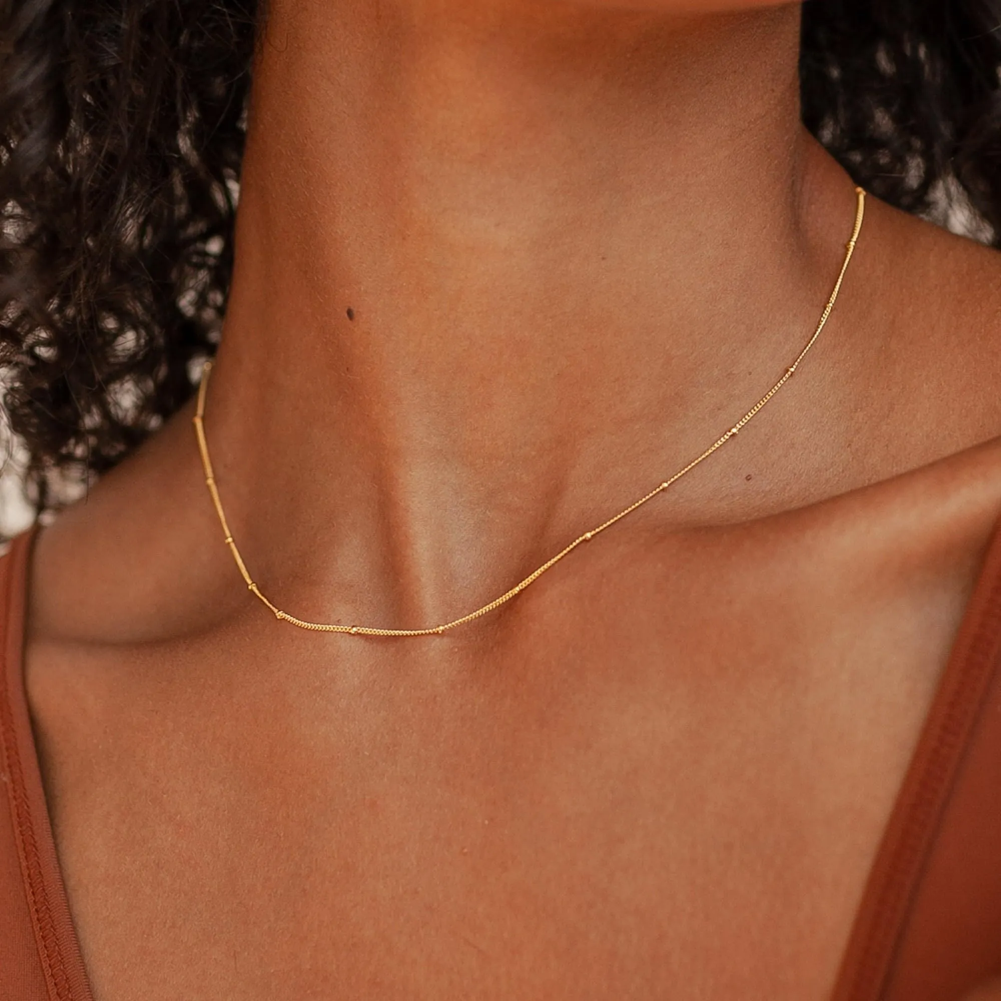 BodyBonita Collana Girocollo Catena Satellitare in Argento Sterling 925 Placcata Oro 16K, 20 Pollici - immagine 3