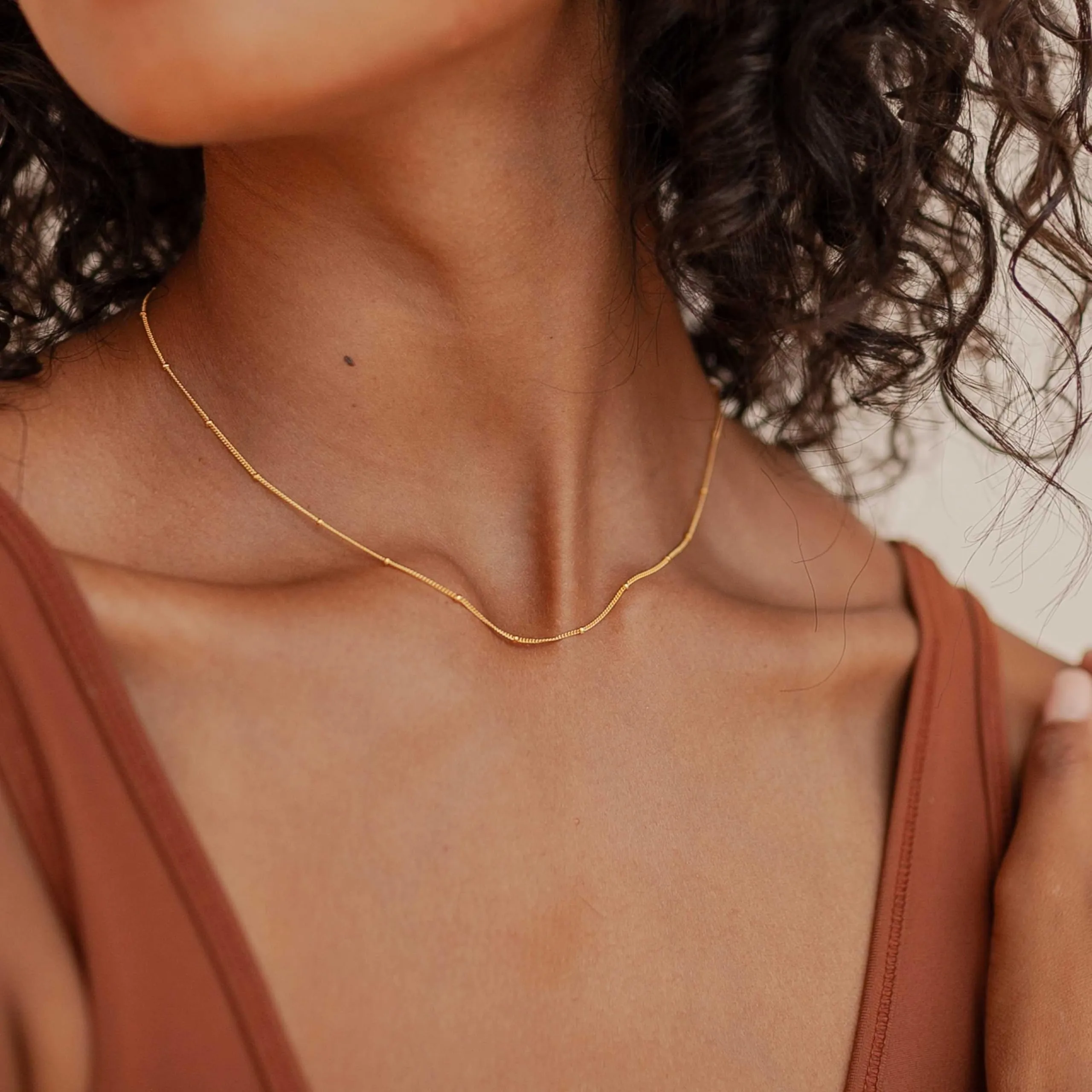 BodyBonita Collana Girocollo Catena Satellitare in Argento Sterling 925 Placcata Oro 16K, 20 Pollici - immagine 6