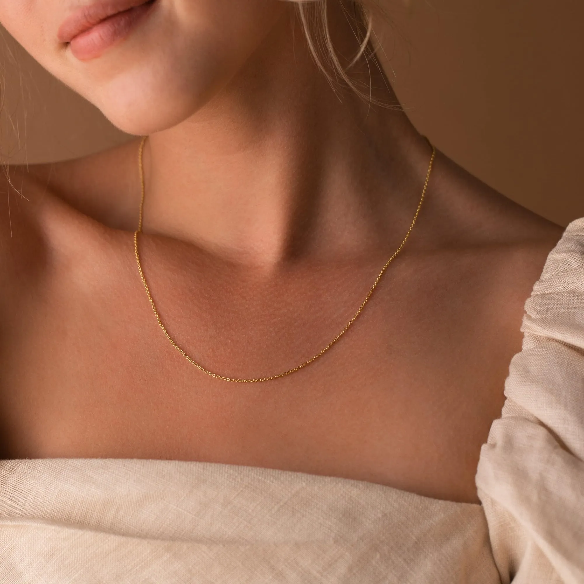 BodyBonita Collana Girocollo Catena Rolo in Argento Sterling 925 Placcata in Oro 16K, 45.72 cm - immagine 3