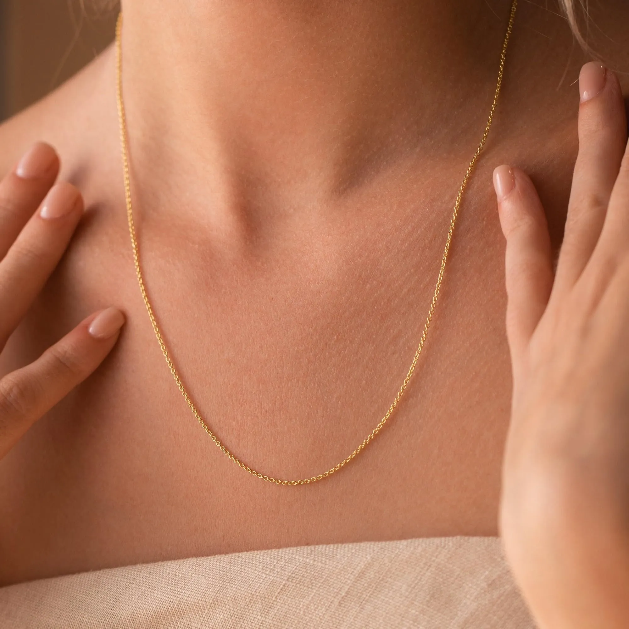 BodyBonita Collana Girocollo Catena Rolo in Argento Sterling 925 Placcata in Oro 16K, 45.72 cm - immagine 5