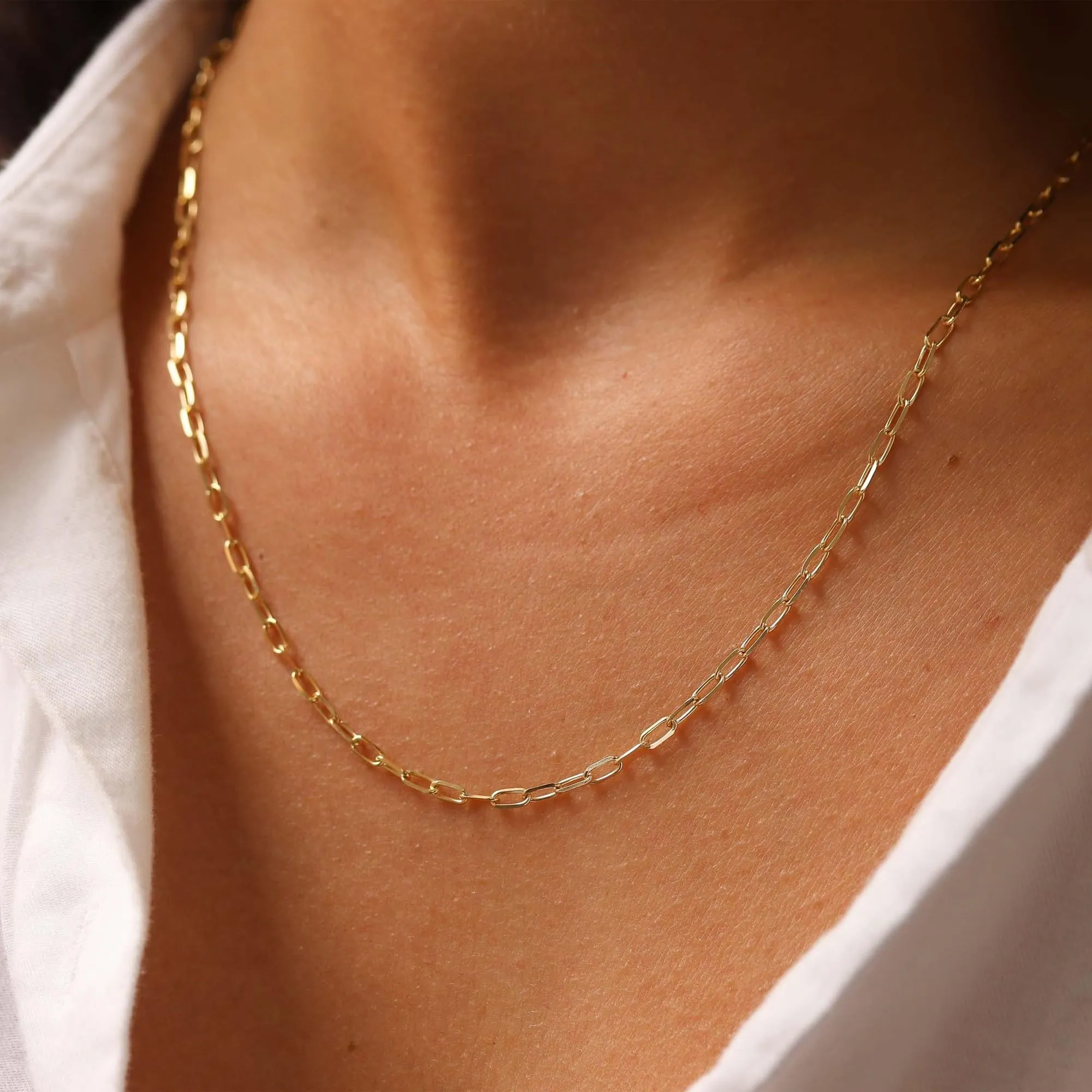 BodyBonita Collana Girocollo a Catena a Graffetta in Argento Sterling 925 Placcato Oro 16K, 45.72 cm - immagine 6