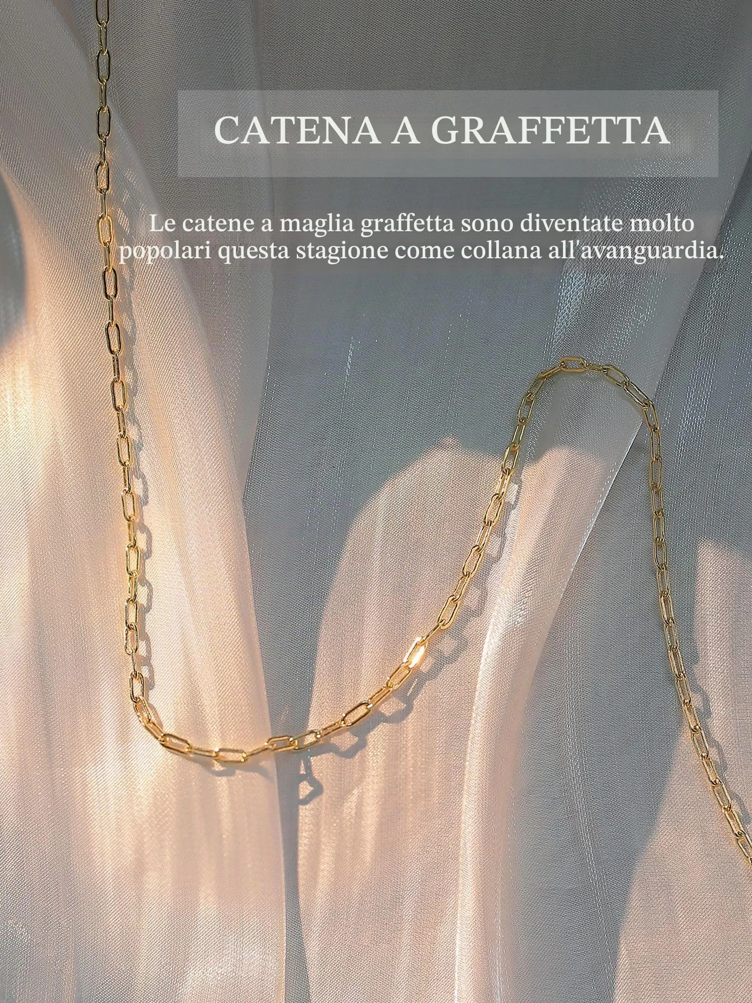 BodyBonita Collana Girocollo a Catena a Graffetta, Argento Sterling 925 Placcato Oro 16K, 50.8 cm - immagine 2
