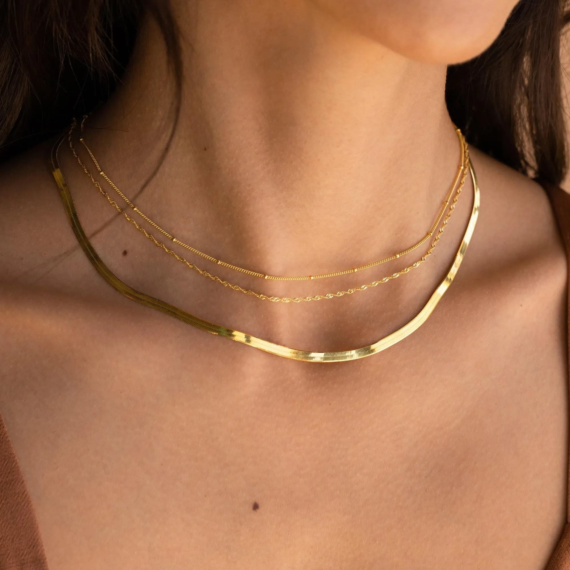 BodyBonita Collana a Spina di Pesce per Donna, 16K Placcata Oro, Argento Sterling 925, 5mm, 14 Pollici - immagine 6