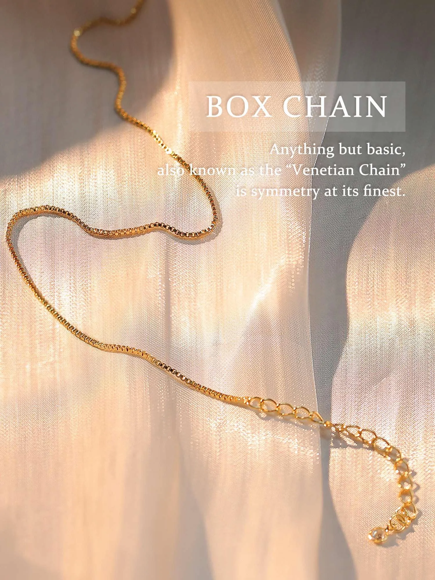 BodyBonita Collana Girocollo a Catena a Scatola in Argento Sterling 925 Placcata in Oro 16K, 14 Pollici - immagine 2