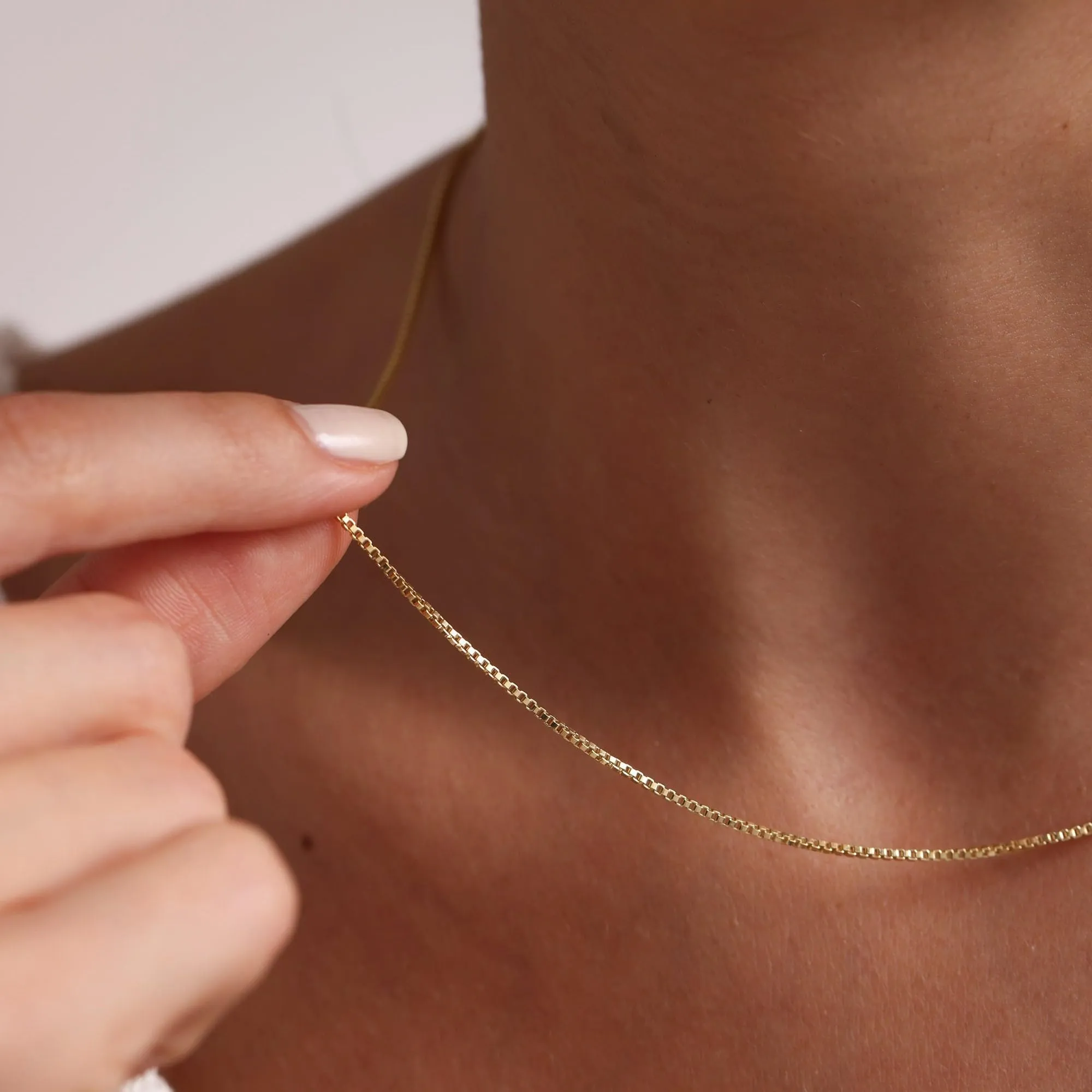 BodyBonita Collana Girocollo a Catena a Scatola in Argento Sterling 925 Placcata in Oro 16K, 14 Pollici - immagine 4