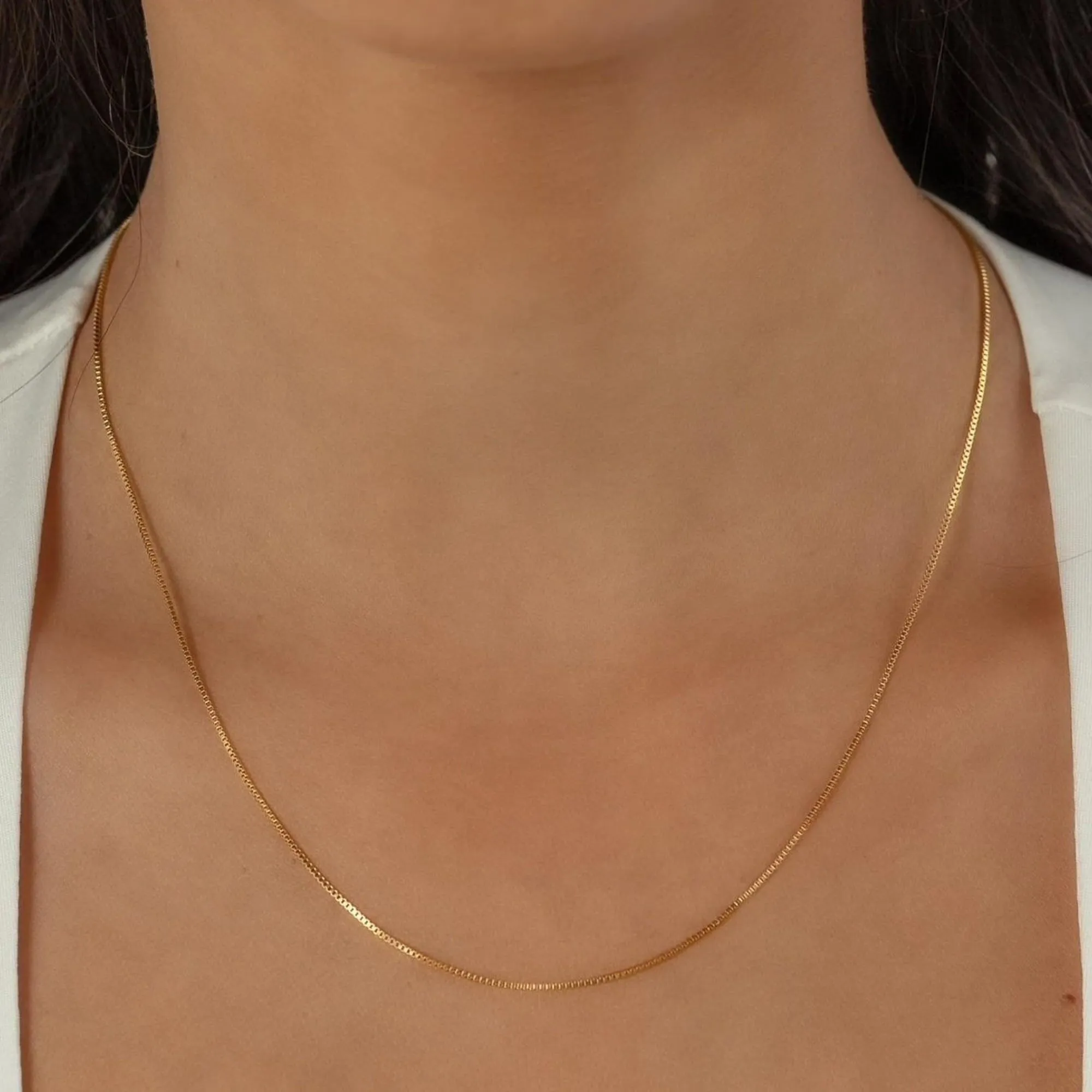 BodyBonita Collana Girocollo a Catena a Scatola in Argento Sterling 925 Placcata in Oro 16K, 14 Pollici - immagine 5