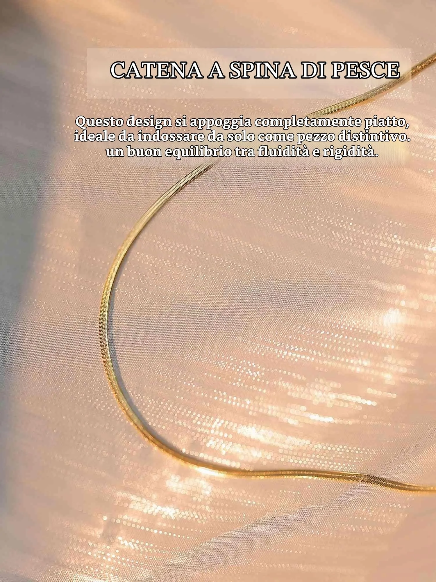BodyBonita Collana a Spina di Pesce Donna, Argento Sterling 925 Placcato Oro 16K, 1.5mm, 18 Pollici - immagine 2