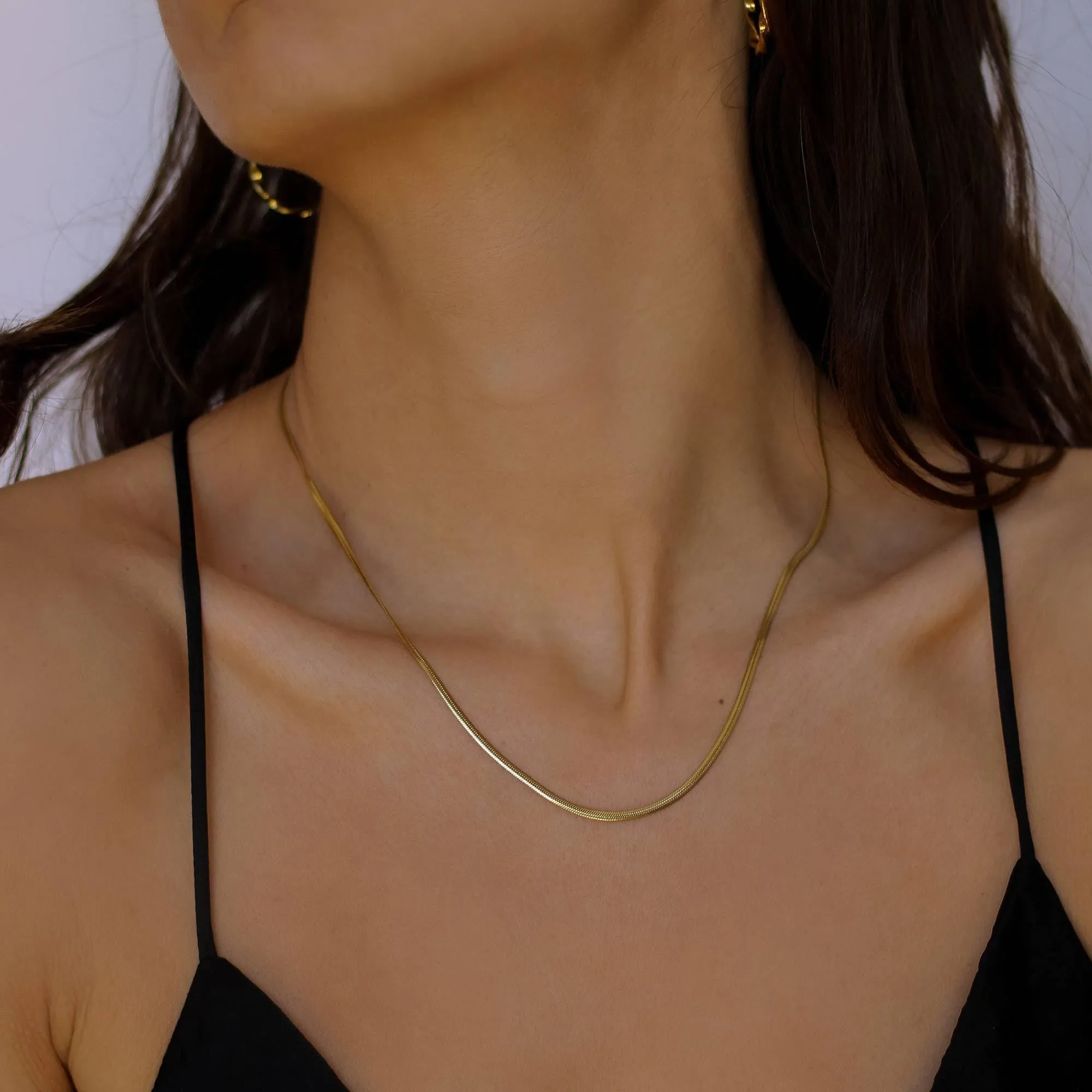 BodyBonita Collana a Spina di Pesce Donna, Argento Sterling 925 Placcato Oro 16K, 1.5mm, 18 Pollici - immagine 4