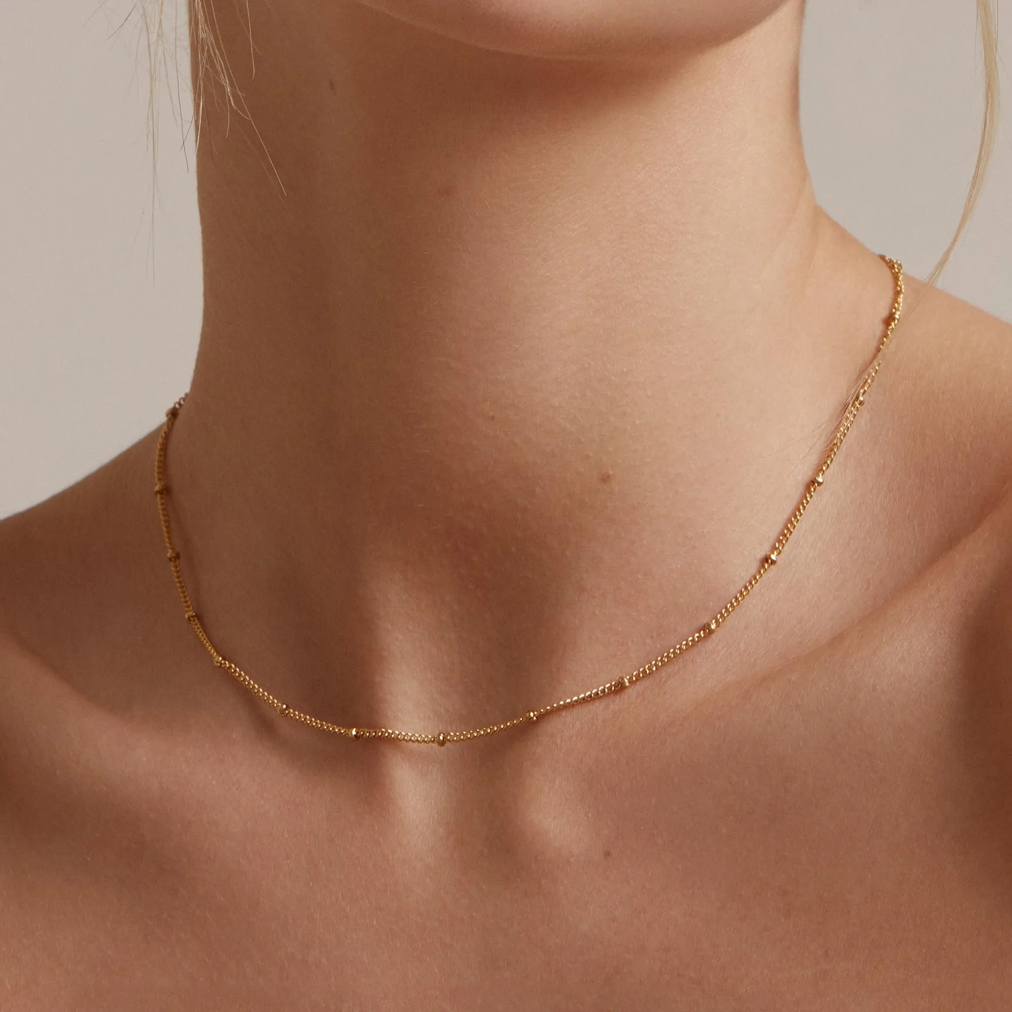 BodyBonita Collana Girocollo Catena Satellitare in Argento Sterling 925 Placcata in Oro 16K, 16 Pollici - immagine 4