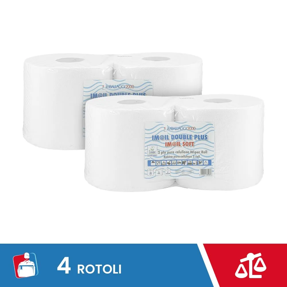 IMBALLAGGI 2000 Rotoloni Asciugatutto, 23x25.5 cm, 4x800 Strappi Quadrati, Carta Cucina Goffrata - immagine 2