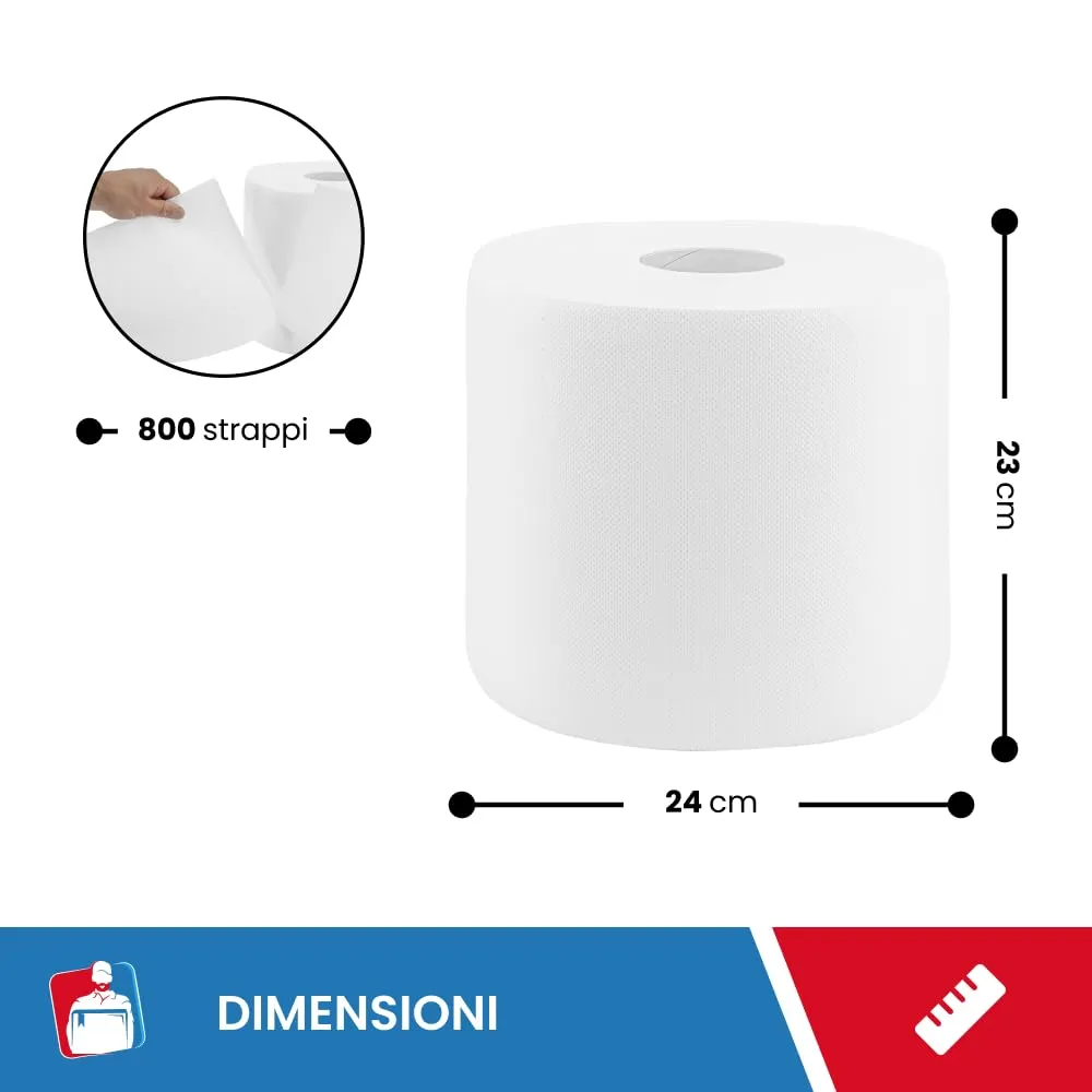 IMBALLAGGI 2000 Rotoloni Asciugatutto, 23x25.5 cm, 4x800 Strappi Quadrati, Carta Cucina Goffrata - immagine 3